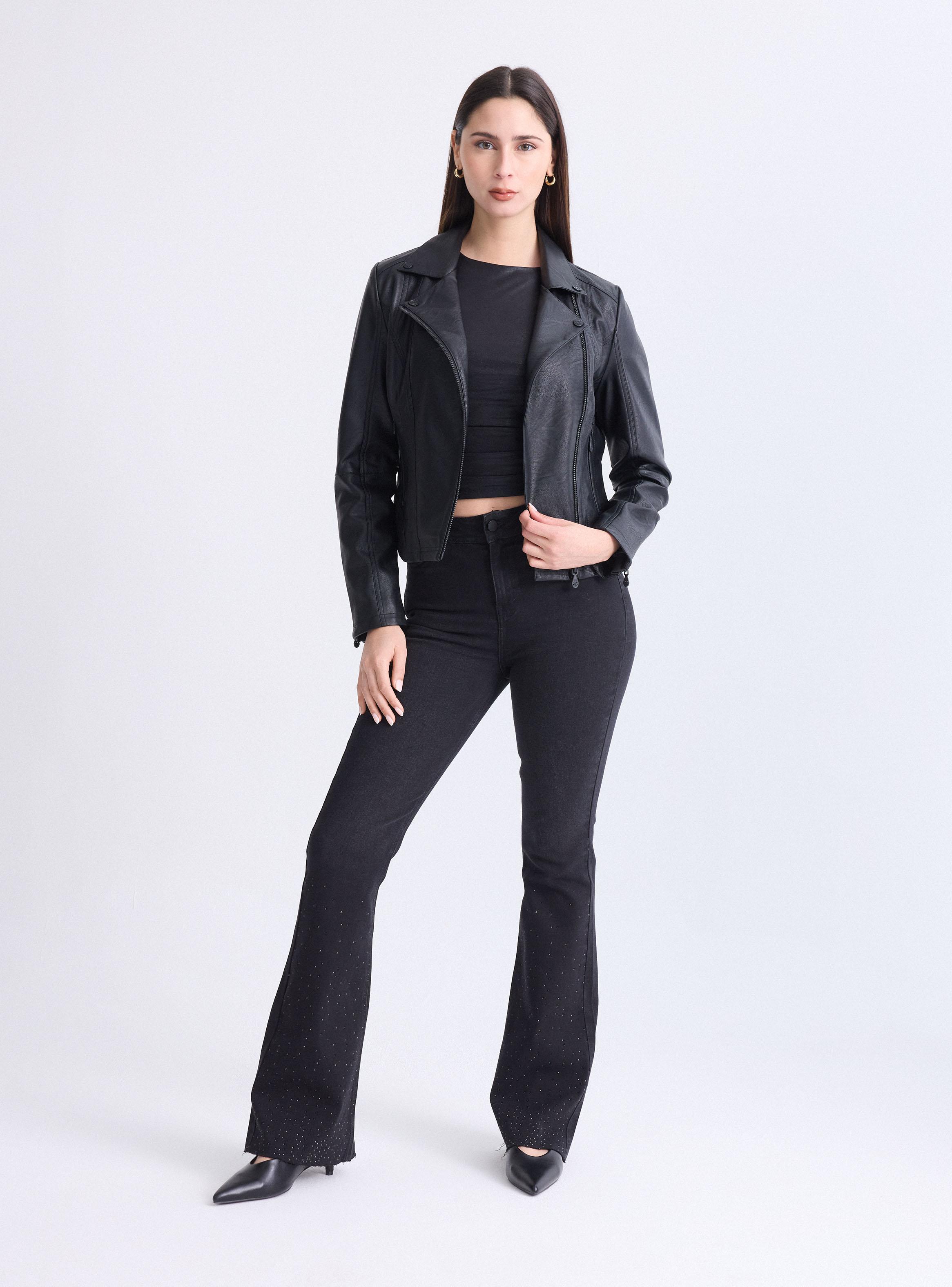 Chaqueta Simil Cuero Cierre Cruzado-4
