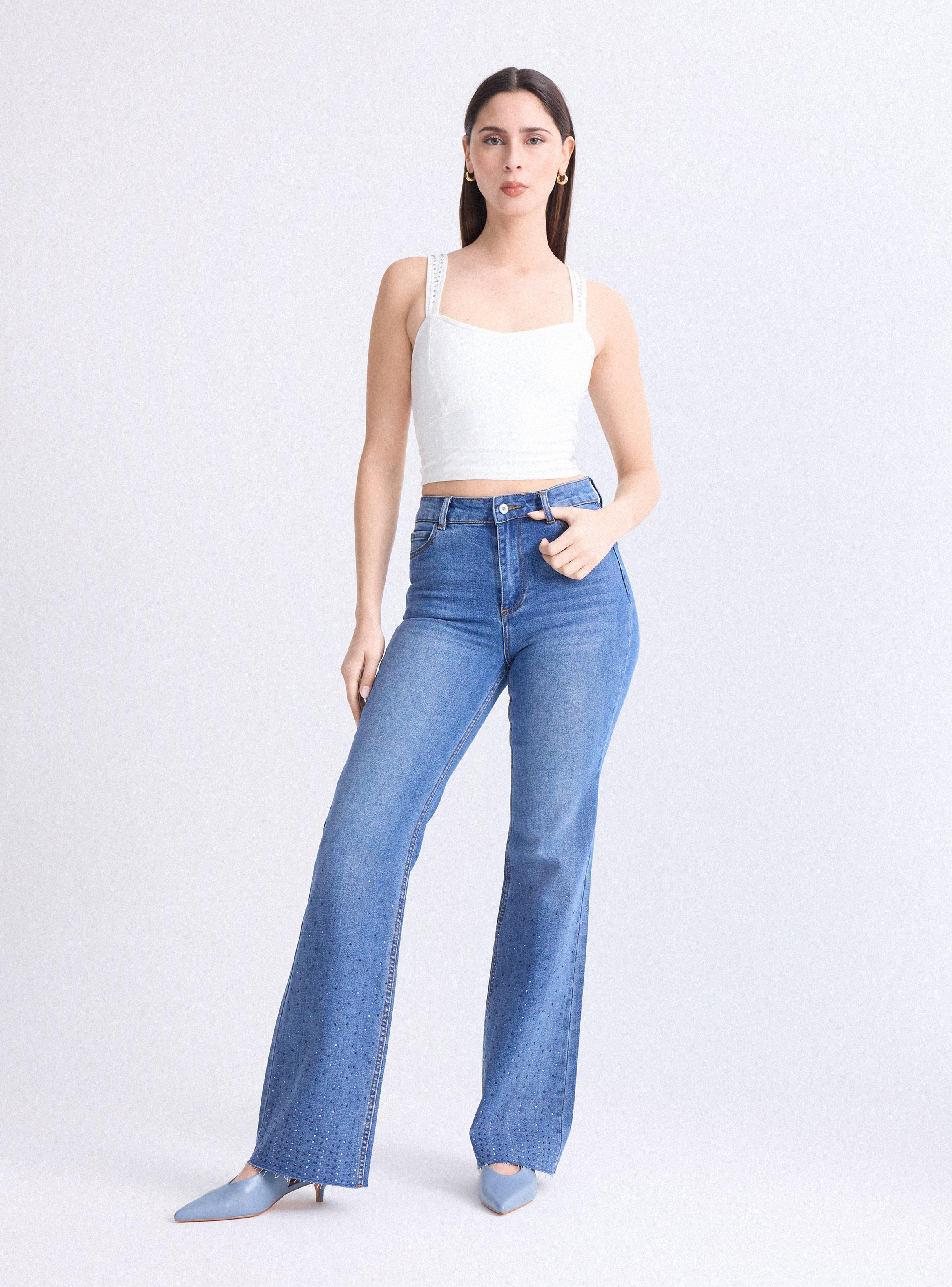Jeans Flare con Strass en Bota-4