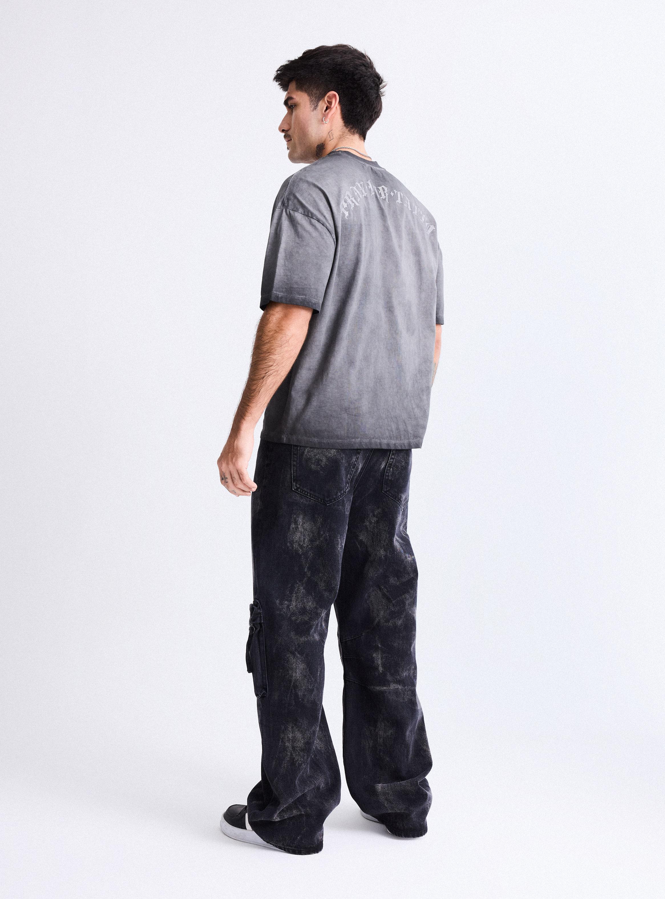 Jeans Ed Hardy Ancho Manchado Bolsillos Cargo Relaxed Fit-5
