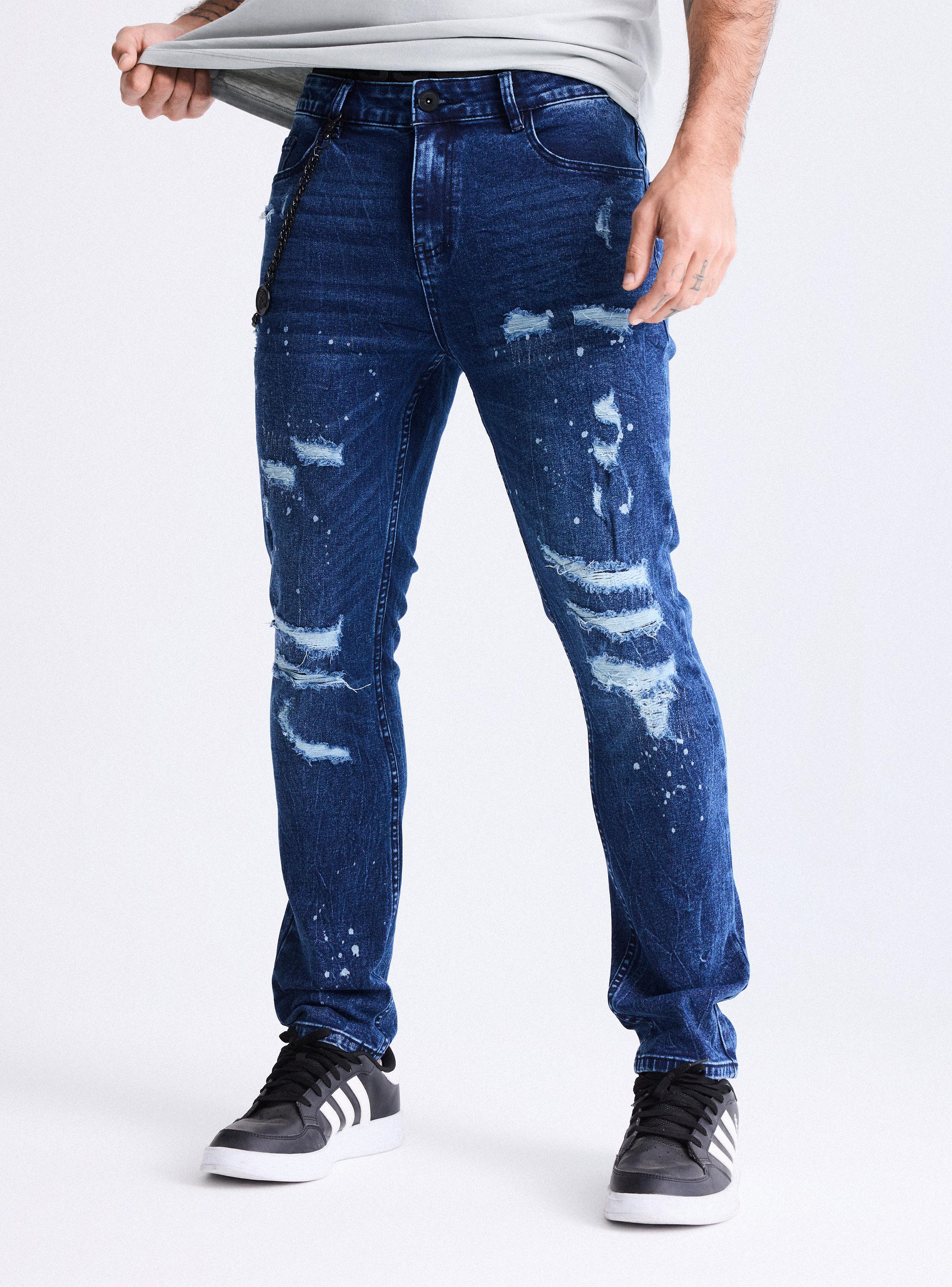 Jeans Ed Hardy Roturas con Cadena Skinny Fit-0