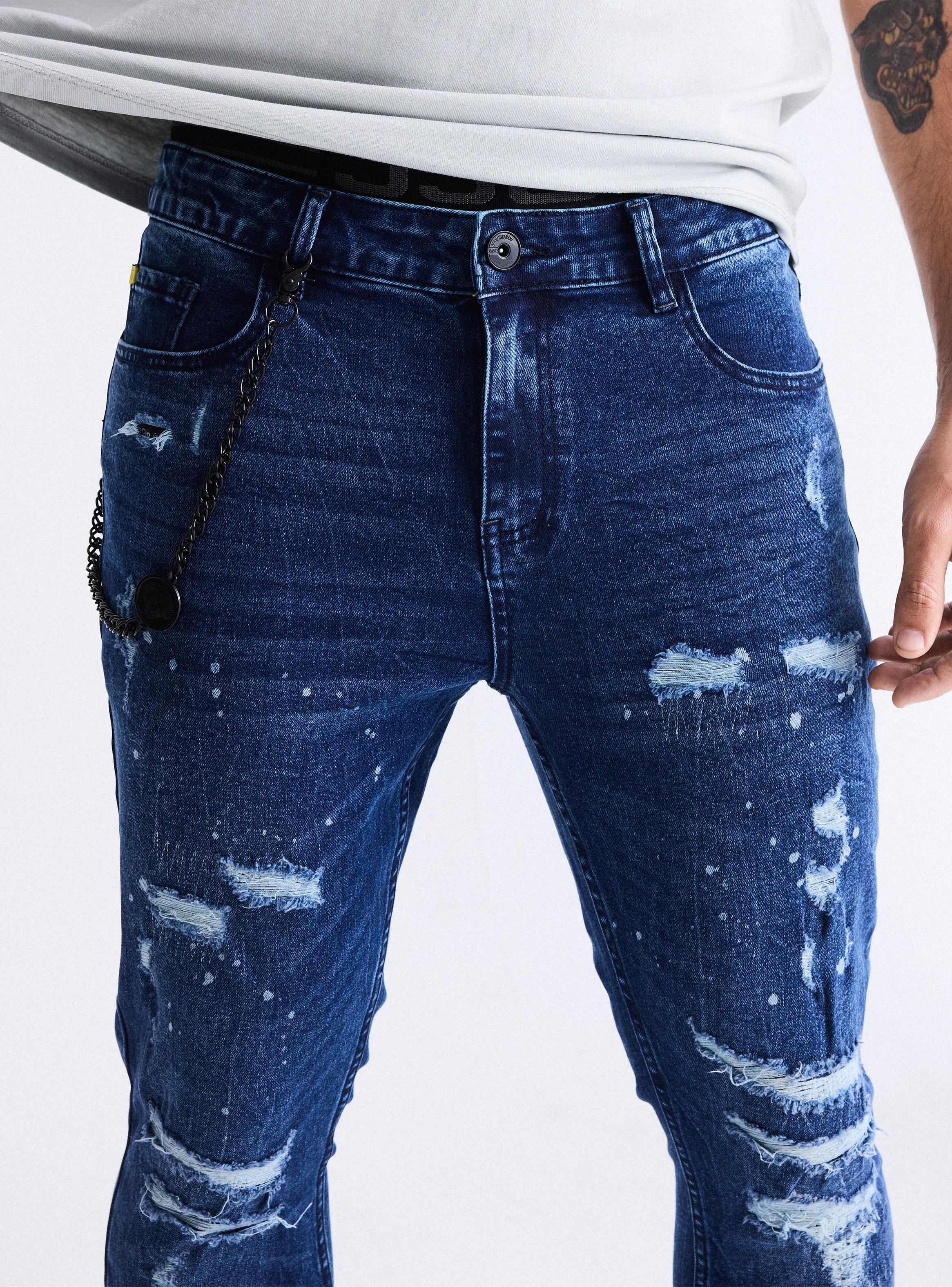 Jeans Ed Hardy Roturas con Cadena Skinny Fit-2