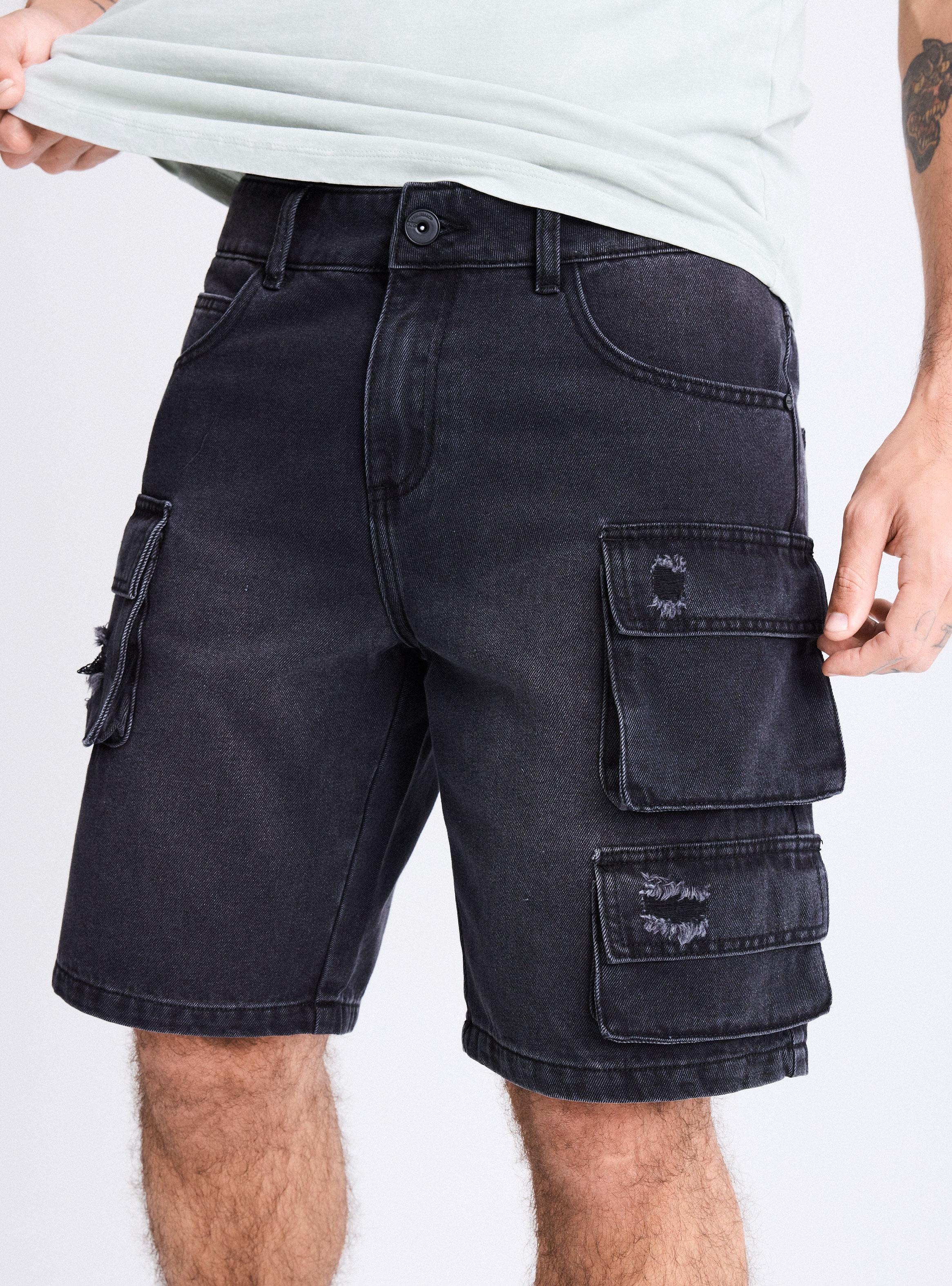 Short Bolsillos Cargo con Roturas-2