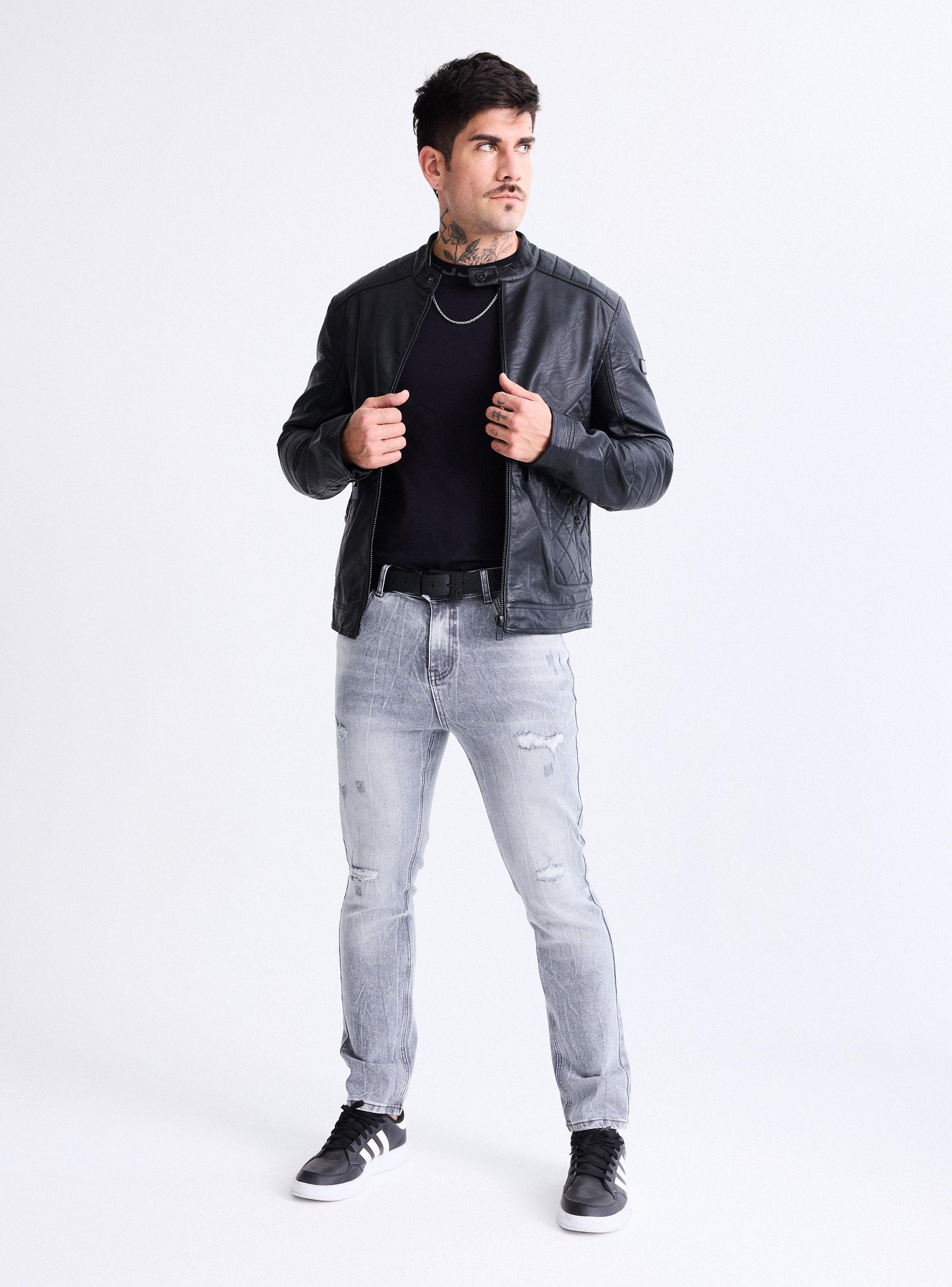 Chaqueta Biker Cuello Mao, Acolchado Diamante-4