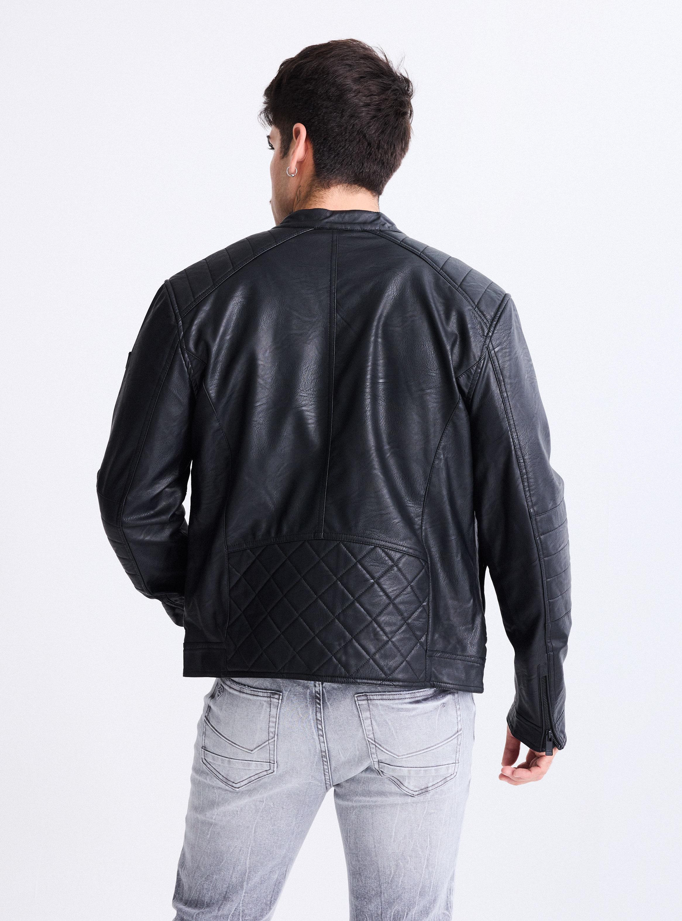 Chaqueta Biker Cuello Mao, Acolchado Diamante-1