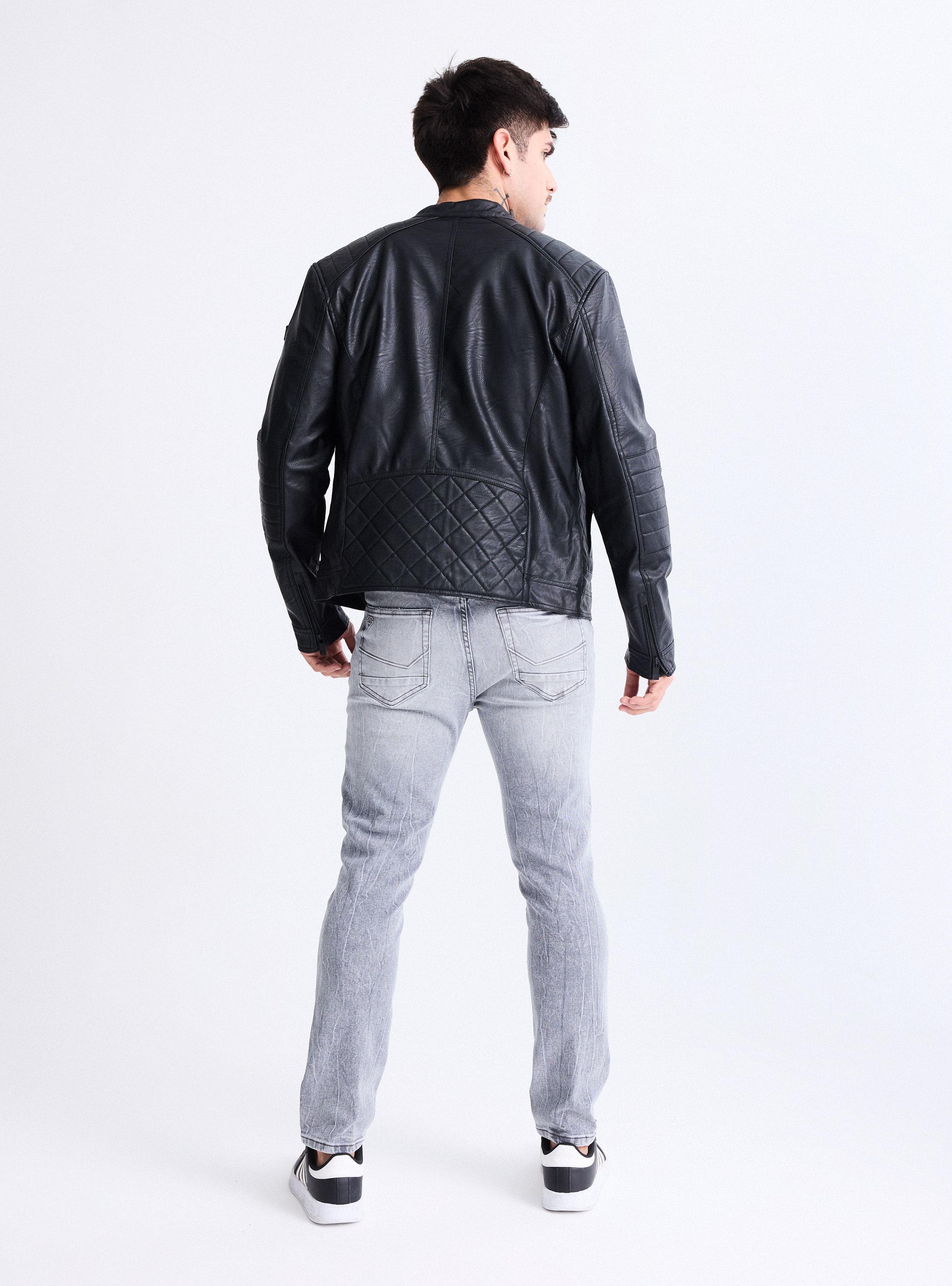 Chaqueta Biker Cuello Mao, Acolchado Diamante-5