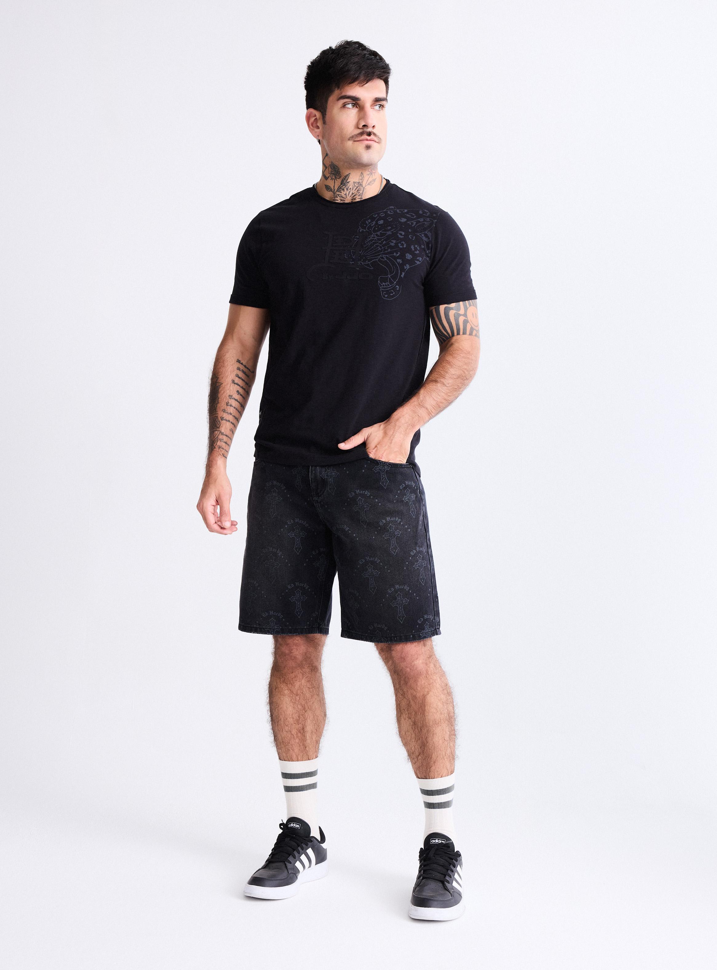 Polera Ed Hardy Long Fit Estampado y Parche-4