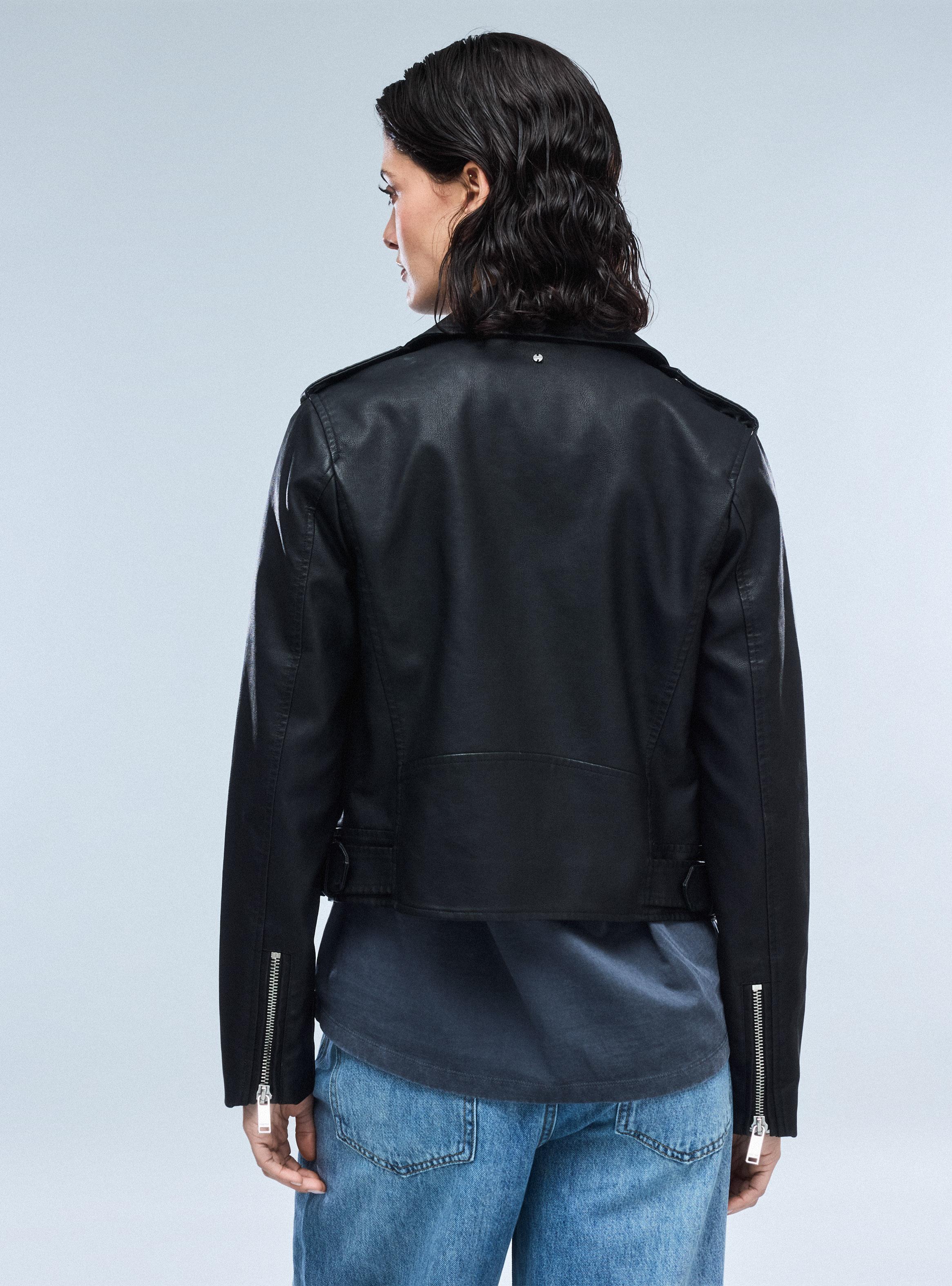 Chaqueta Biker Efecto Cuero-1