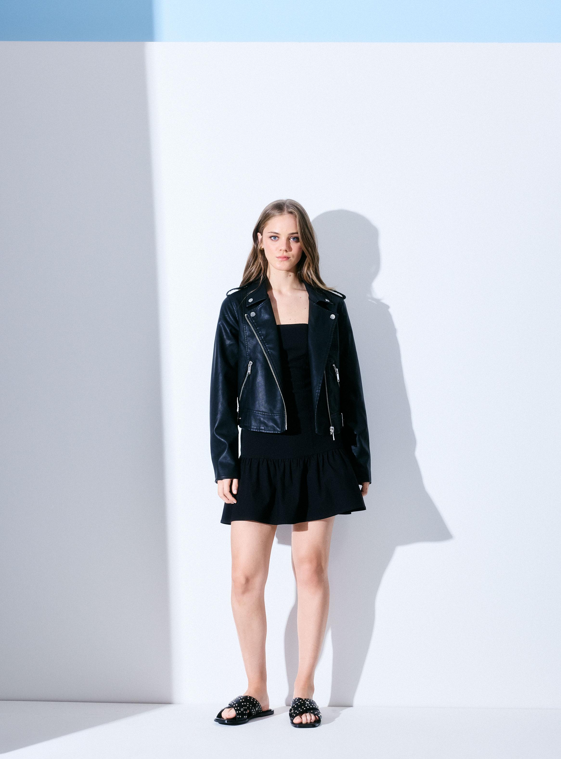 Chaqueta Biker Efecto Cuero-4