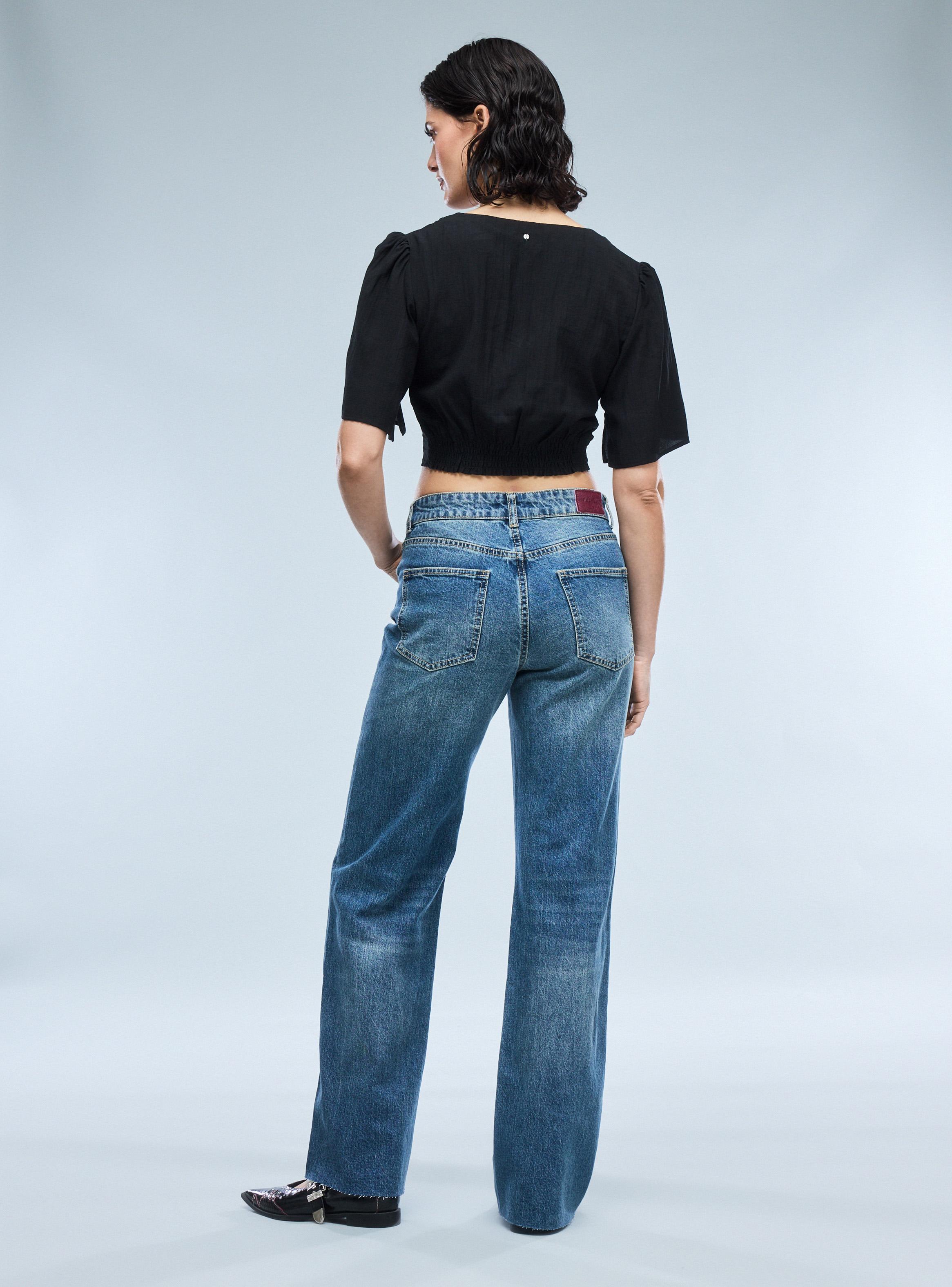 Jeans Wide Leg 5 Bolsillos Tiro Medio-5