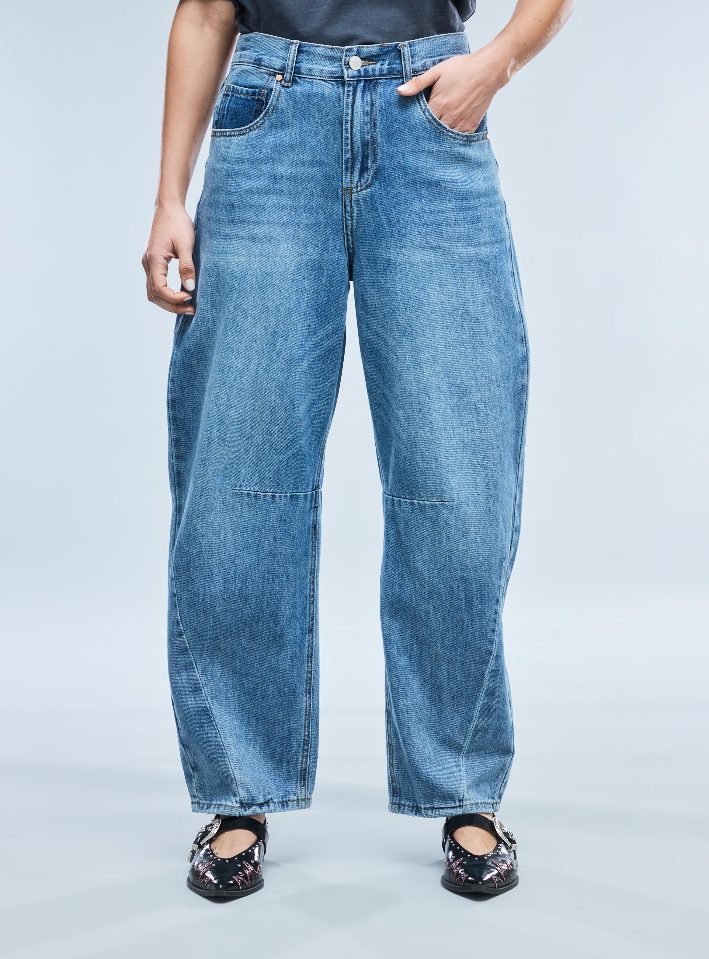 Jeans Ballon Tiro Medio 5 Bolsillos-0