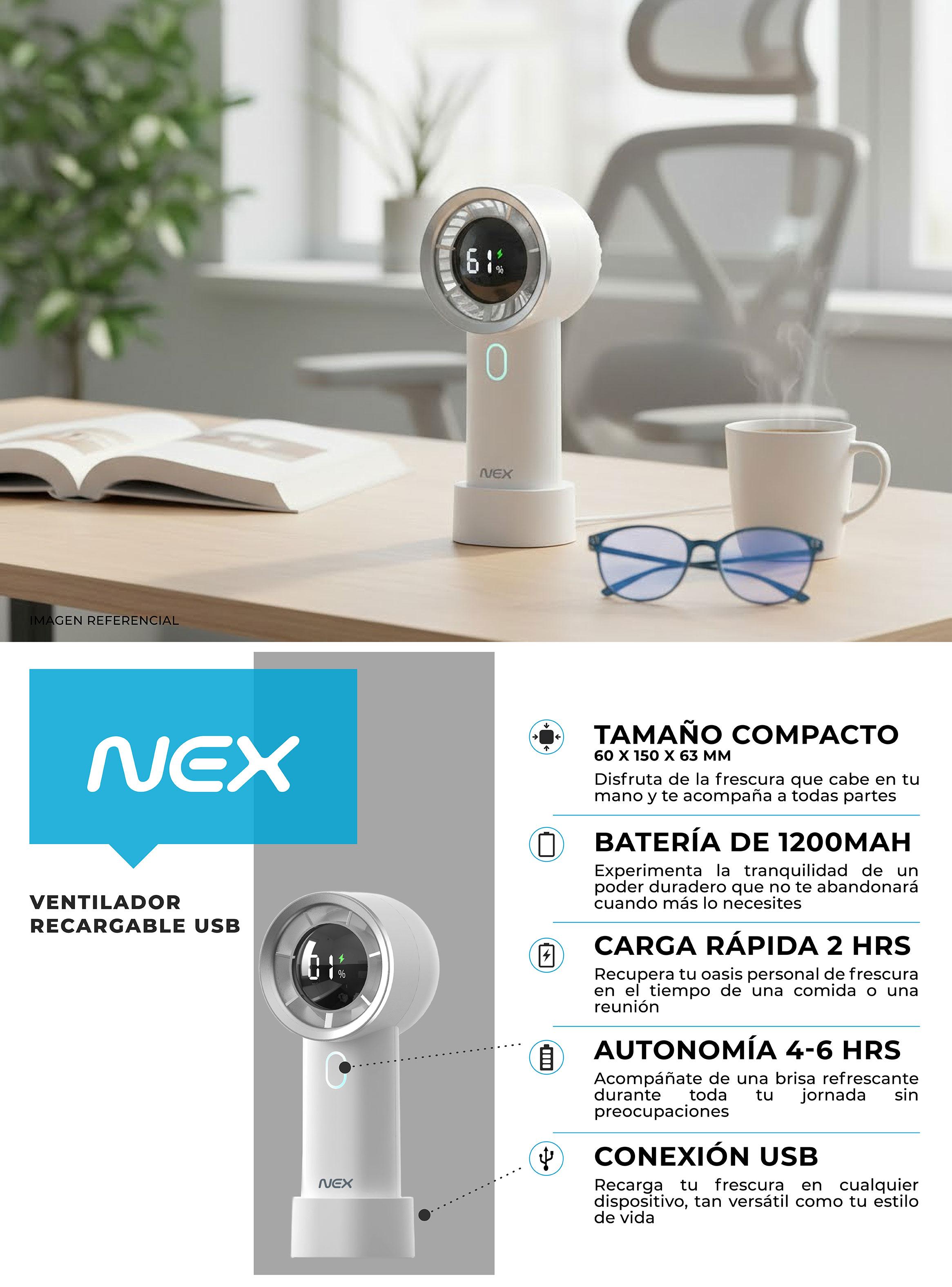 Ventilador Portátil USB 6.5 cm PRM-26130WHT Blanco-3