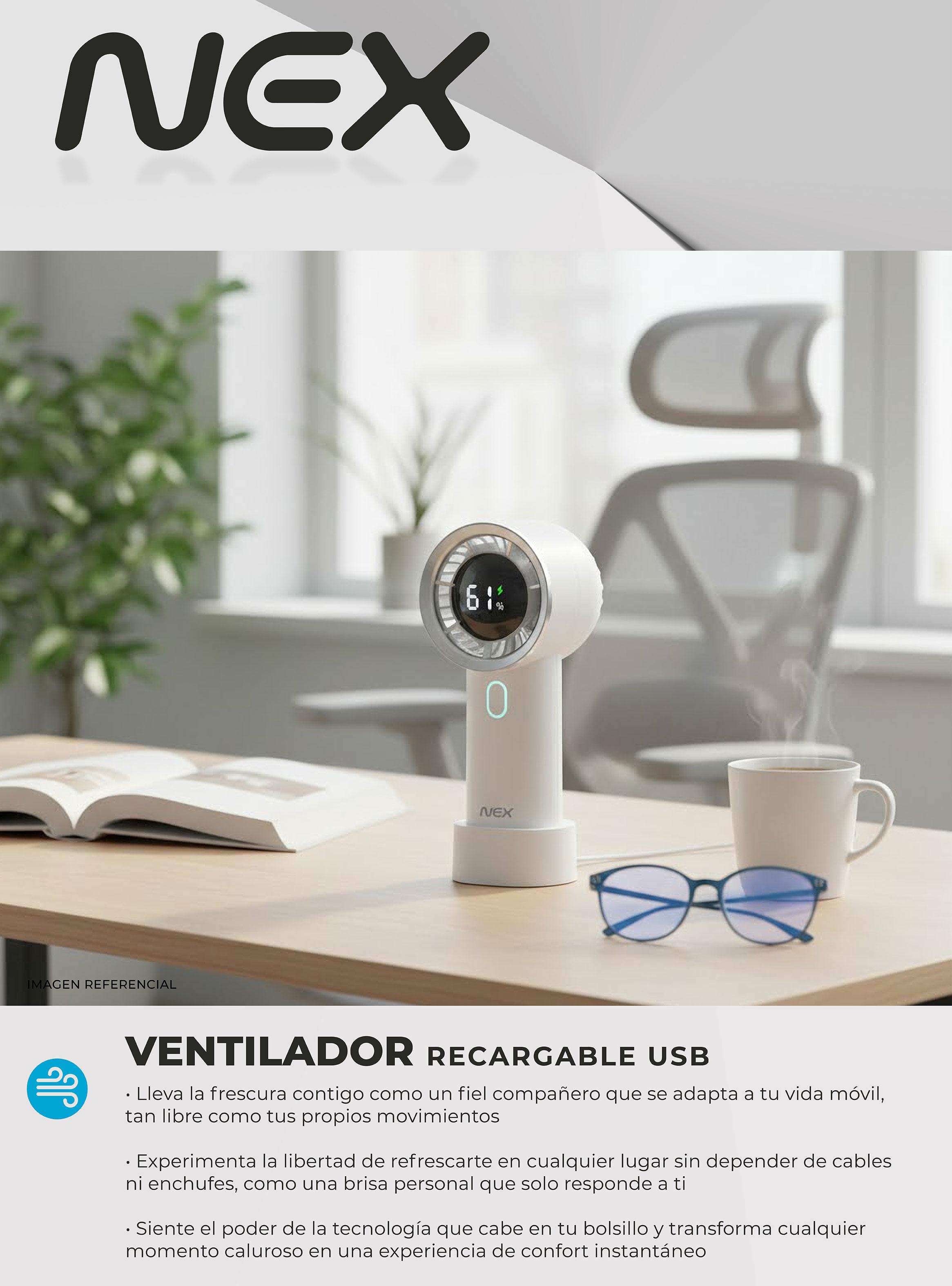 Ventilador Portátil USB 6.5 cm PRM-26130WHT Blanco-2