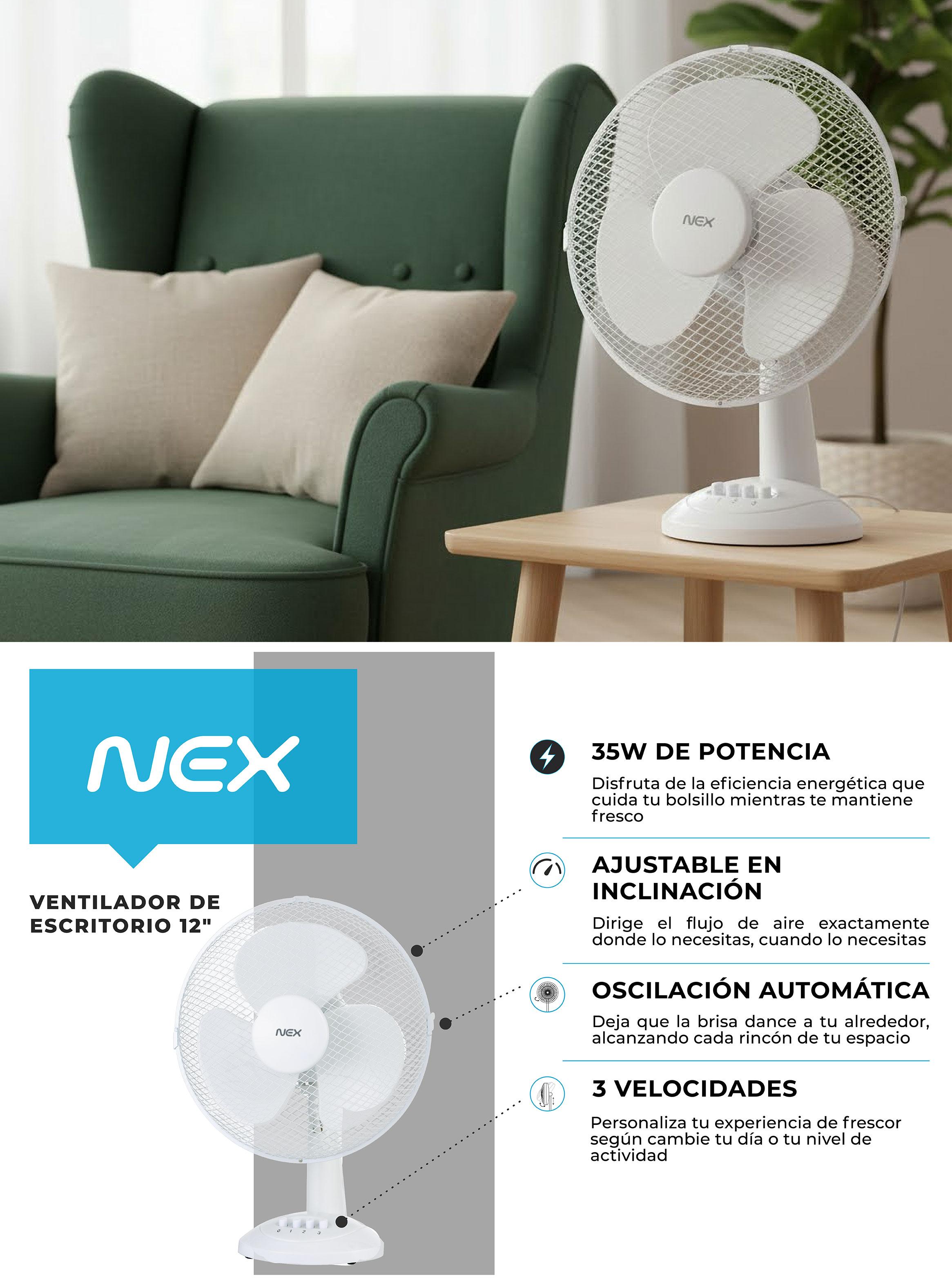 Ventilador de Sobremesa 12' 40W VDK1226-WHT Blanco-4