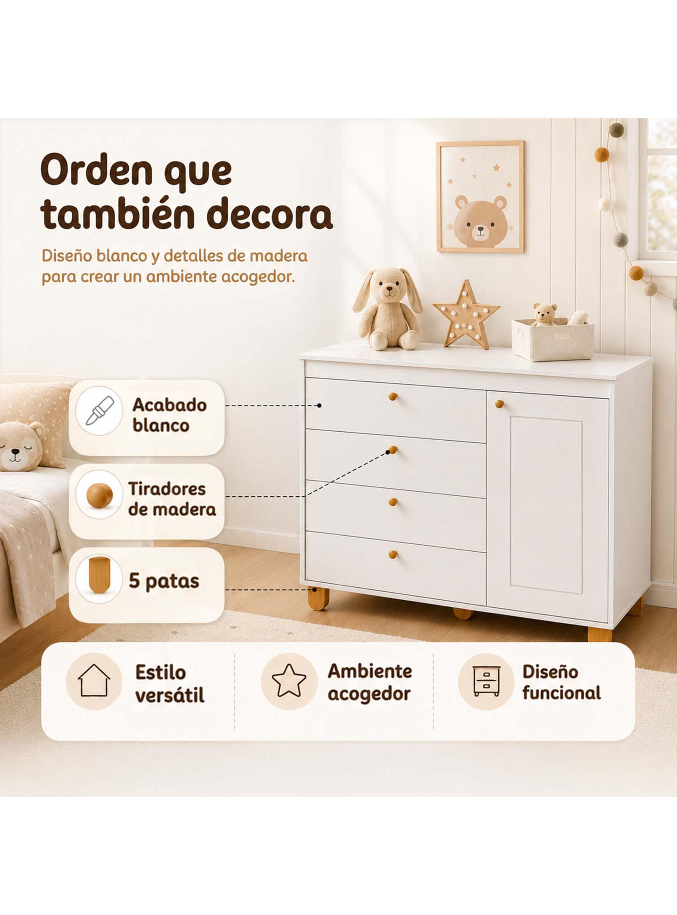 Cómoda Zupi con Puerta Blanca-2