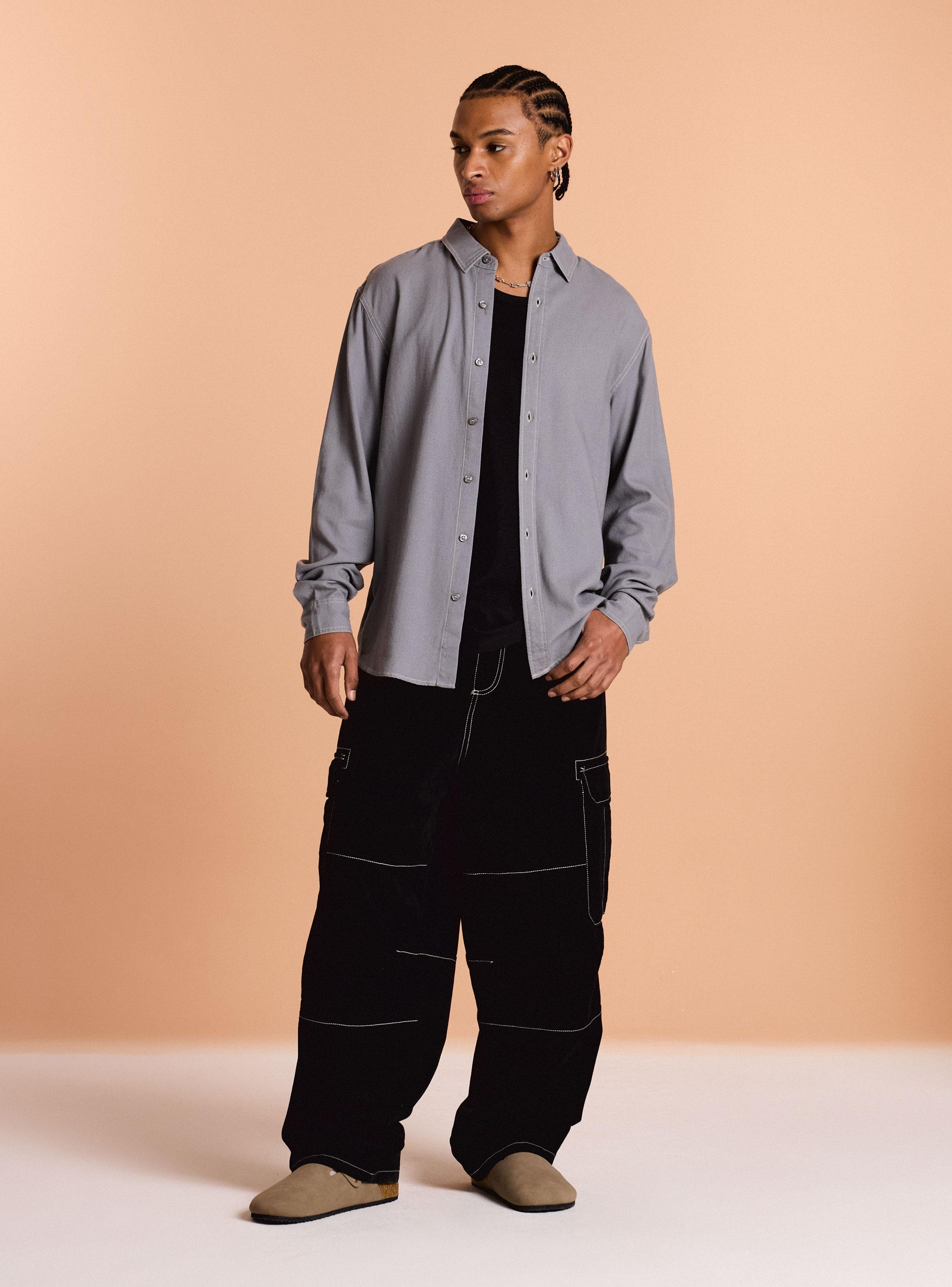 Camisa con Lino Hilos en Contraste Slim Fit-4