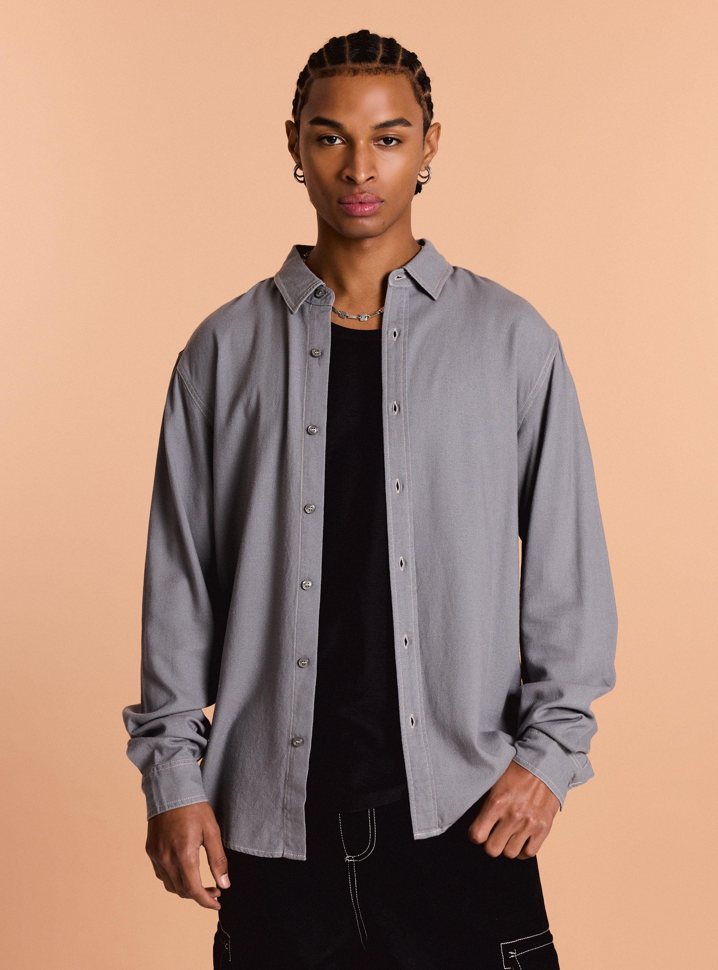 Camisa con Lino Hilos en Contraste Slim Fit-0