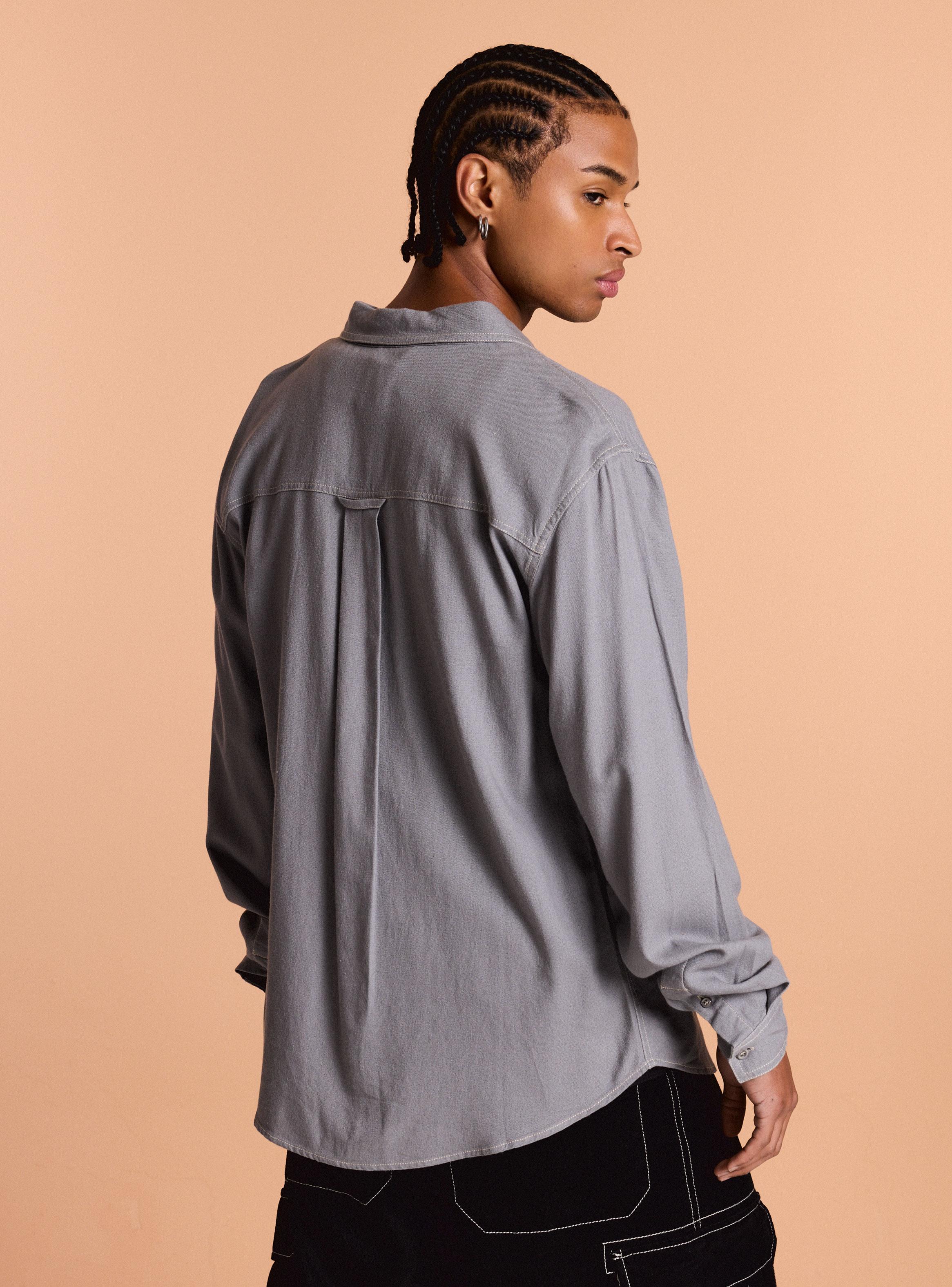 Camisa con Lino Hilos en Contraste Slim Fit-1