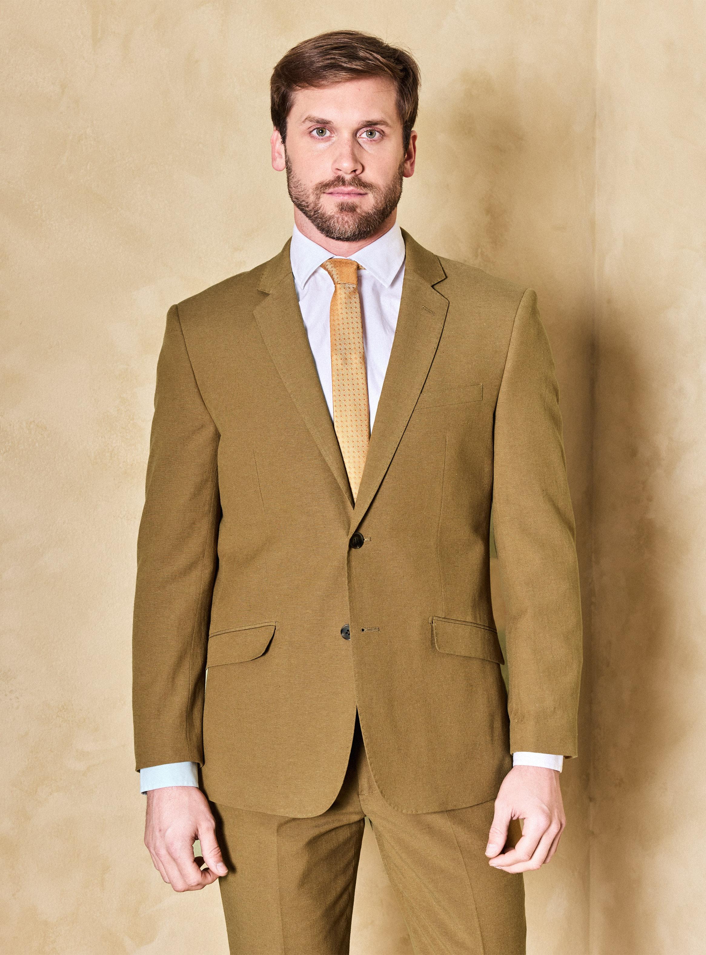 Traje Recto Slim Fit de Lino-0