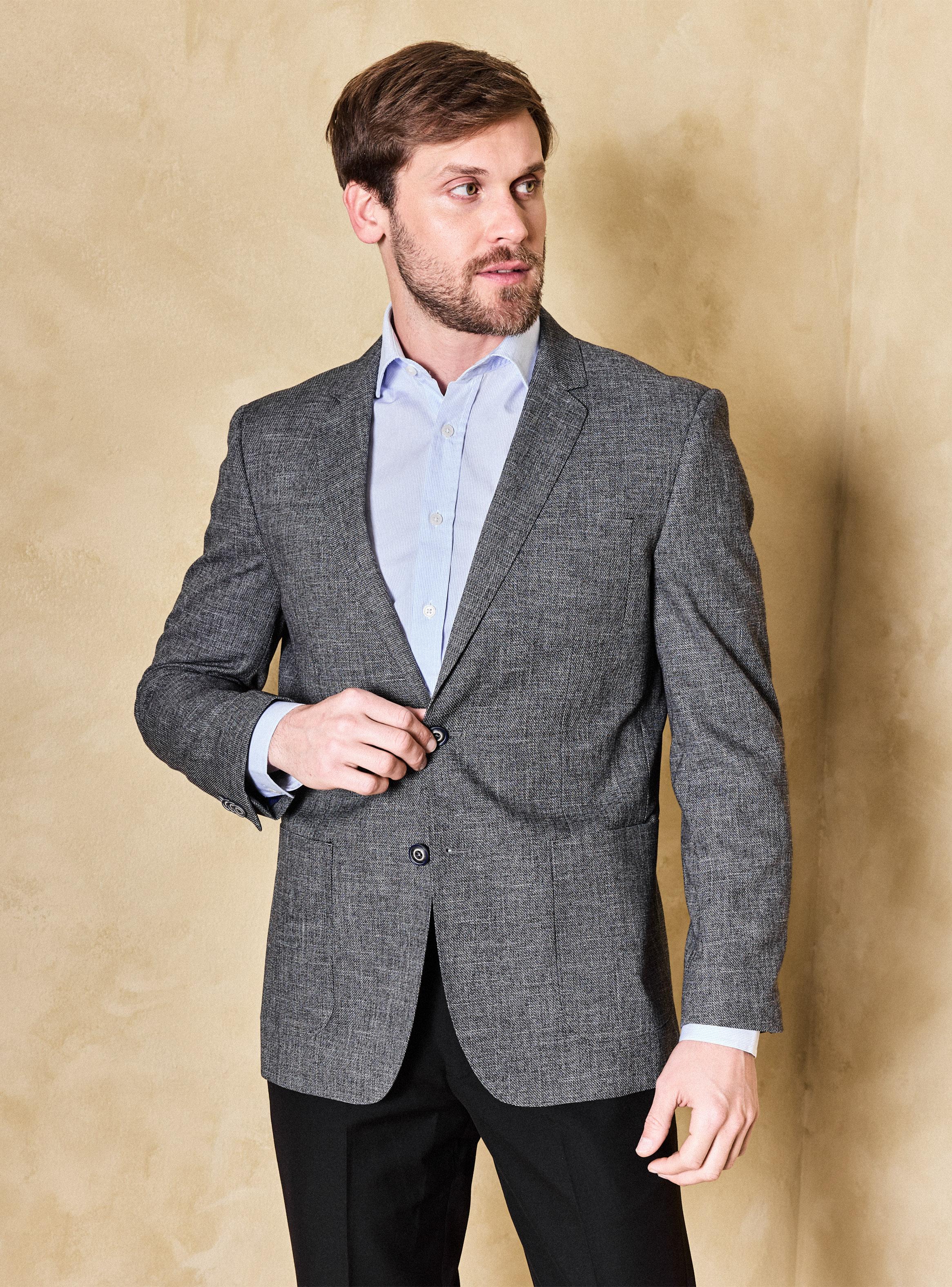 Vestón Recto Slim Fit con Lino Liso-0