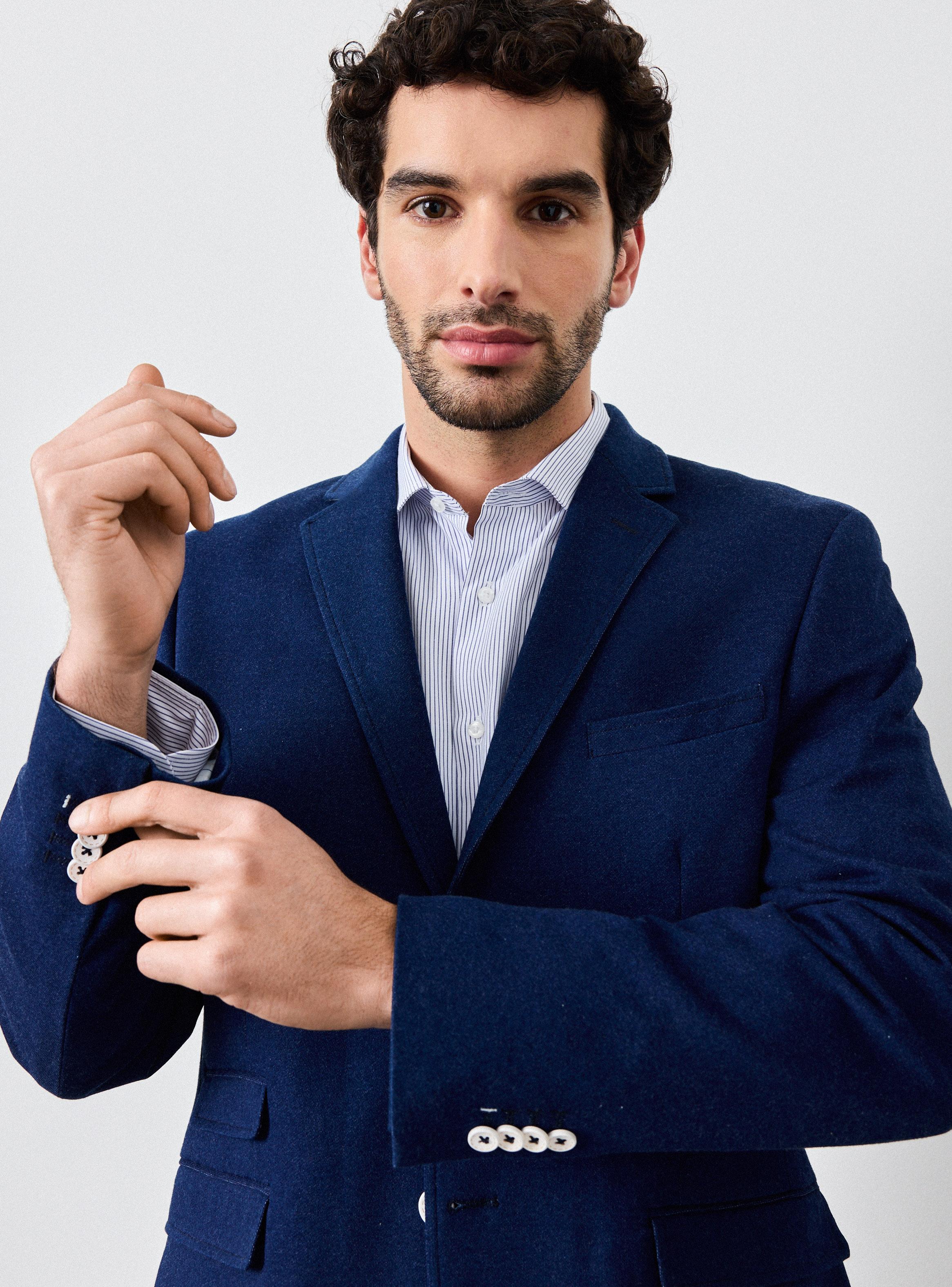 Vestón Recto Slim Fit Simil de Nim-2
