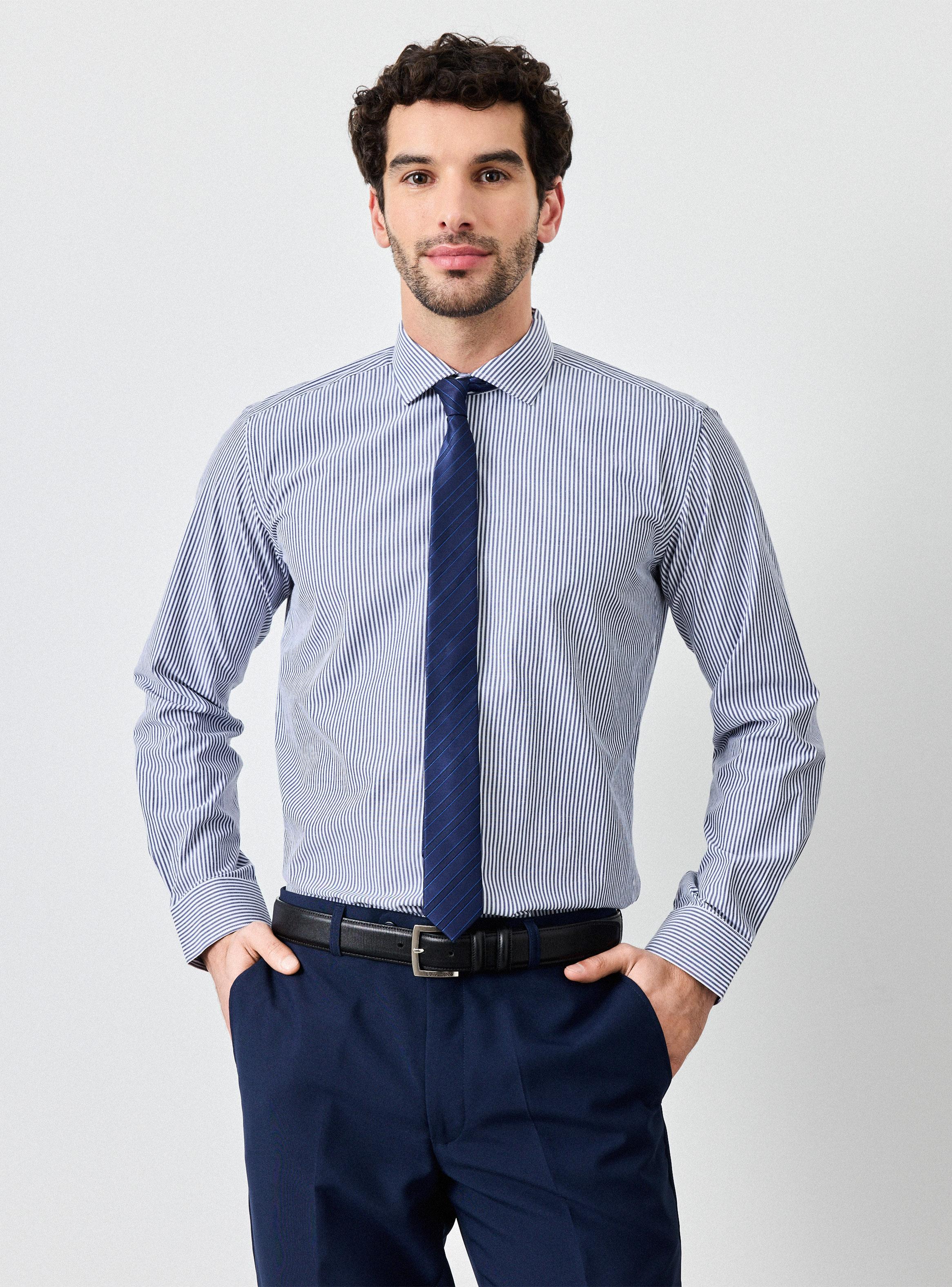 Camisa Slim Fantasía y Liso-0