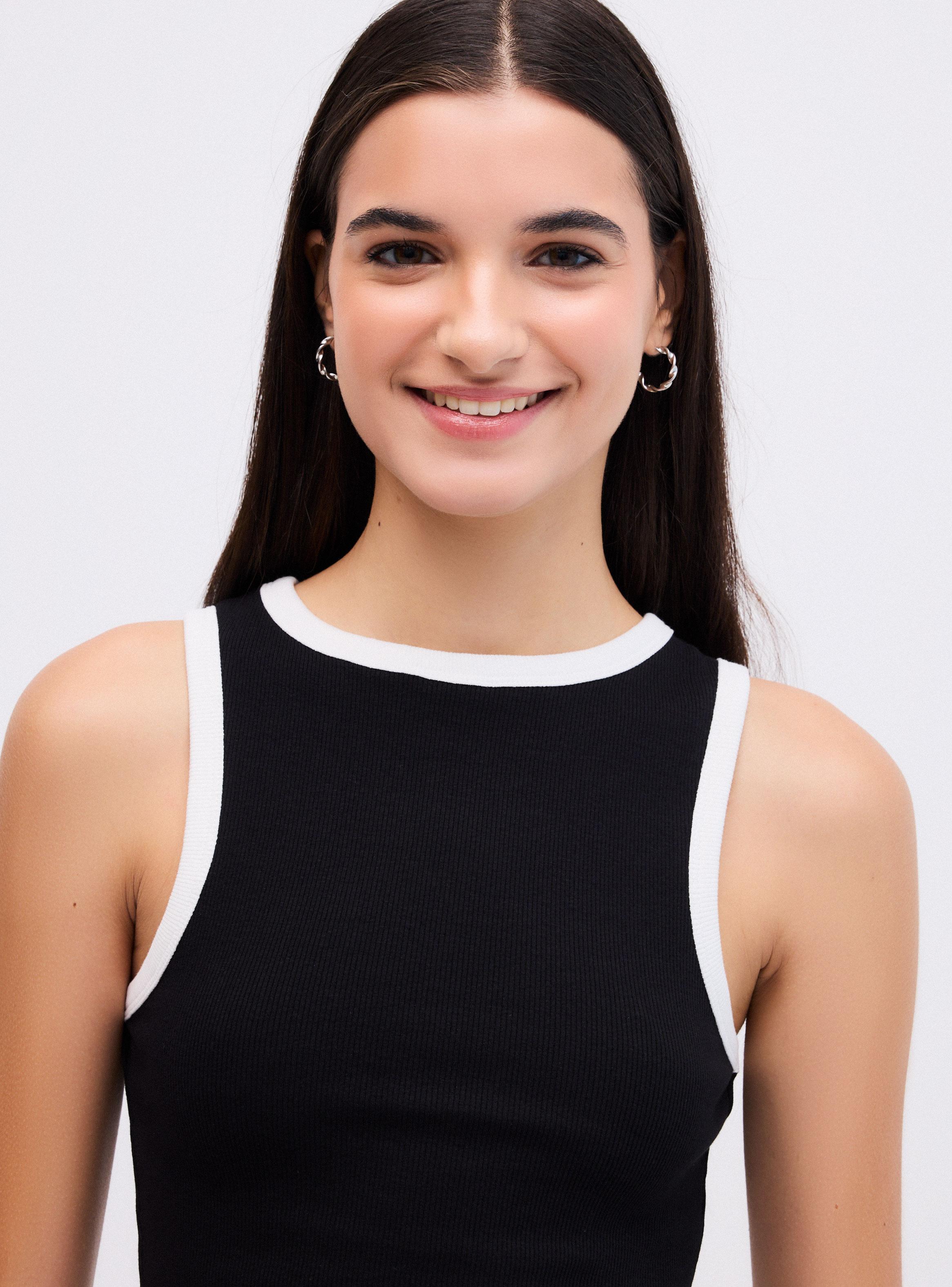 Polera Print y Piping a Contratono-2