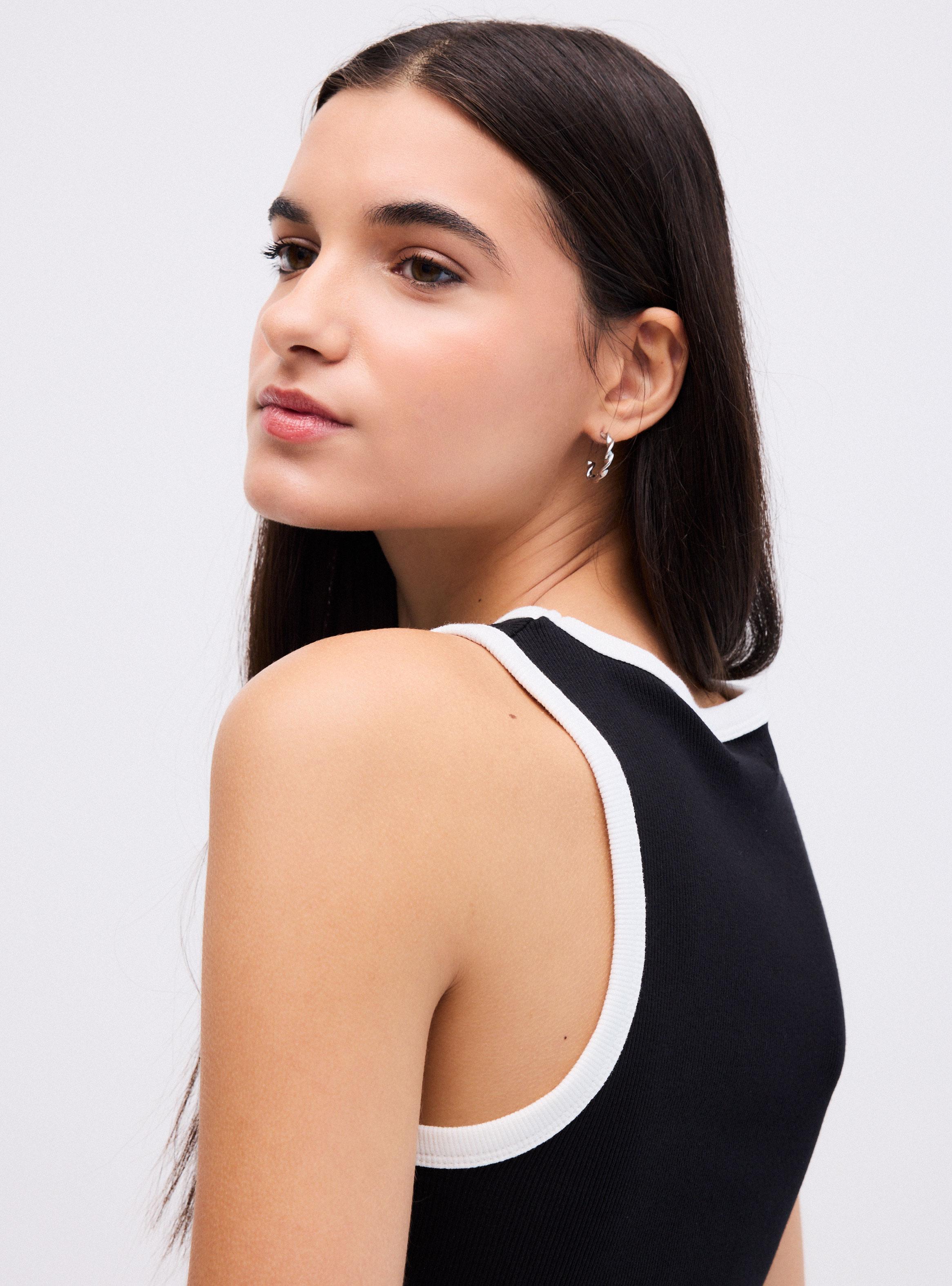 Polera Print y Piping a Contratono-3