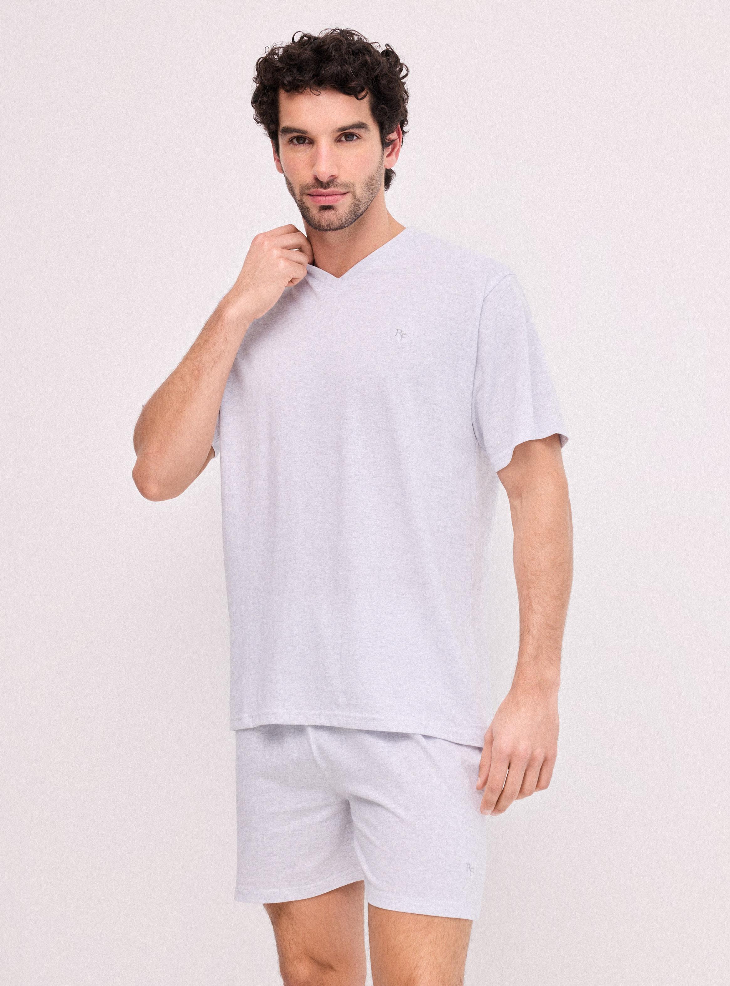 Pijama Corto Cuello En V Algodón-0