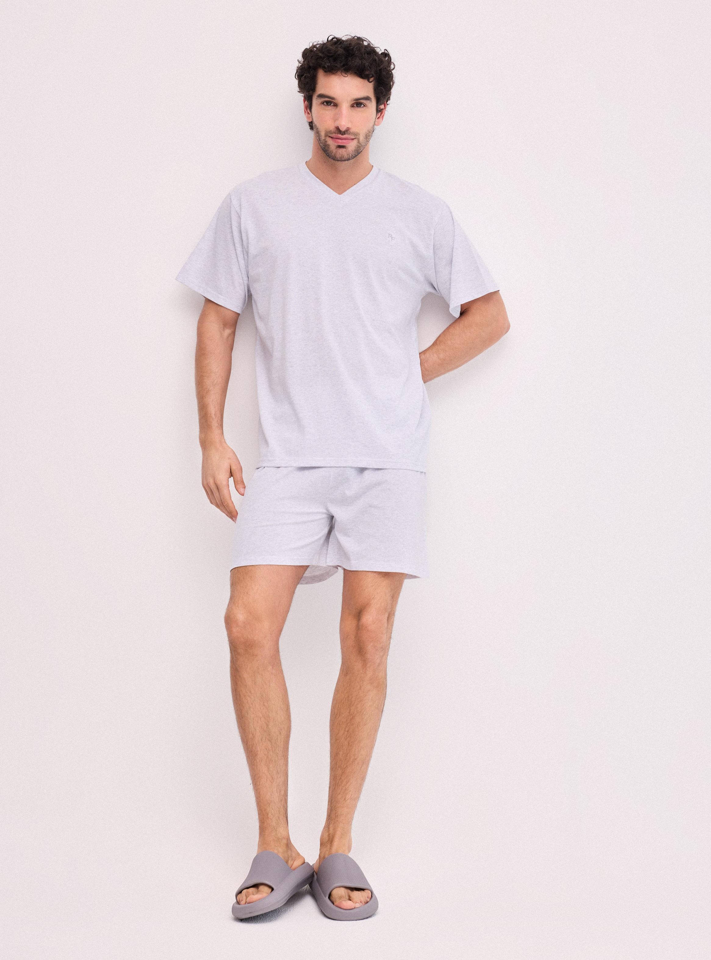 Pijama Corto Cuello En V Algodón-4