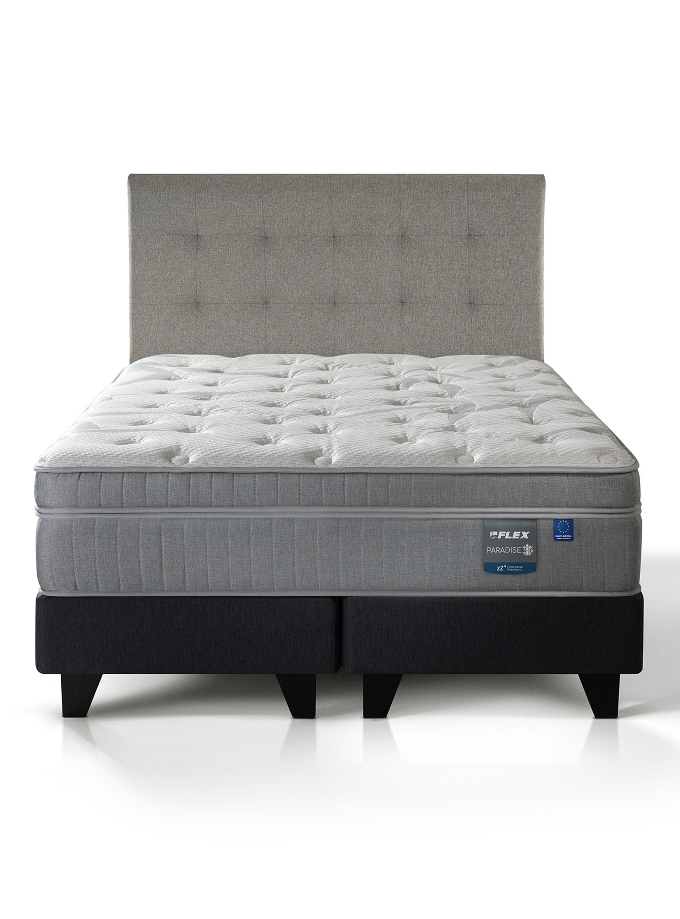 Cama Europea Paradise Súper King + Respaldo Design Gris-2
