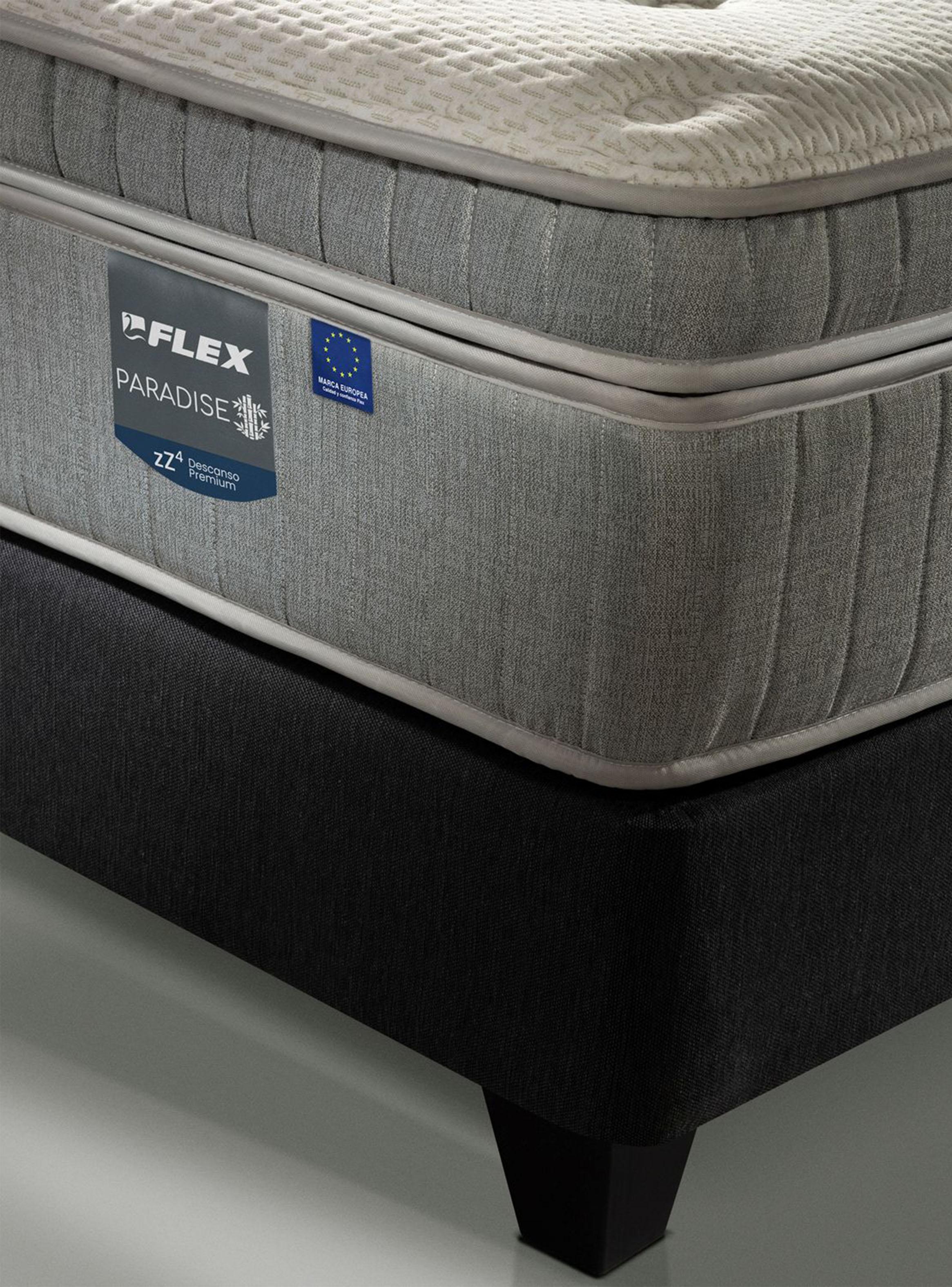 Cama Europea Paradise 2 Plazas Box Base Dividida + Respaldo Design Grafito + 2 Veladores Rover-4