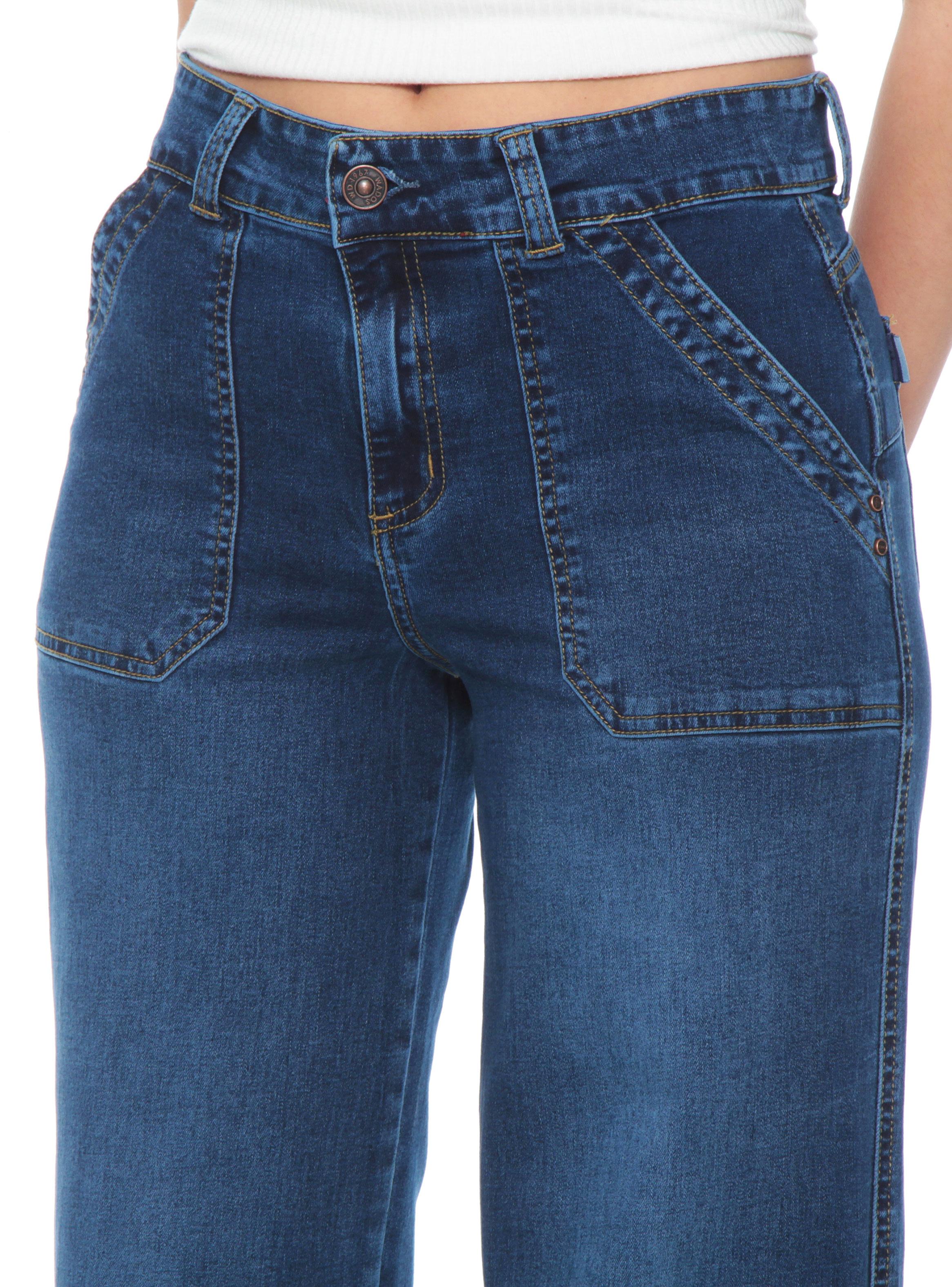 Jeans Cargo Recto Tiro Alto y Push Up-2
