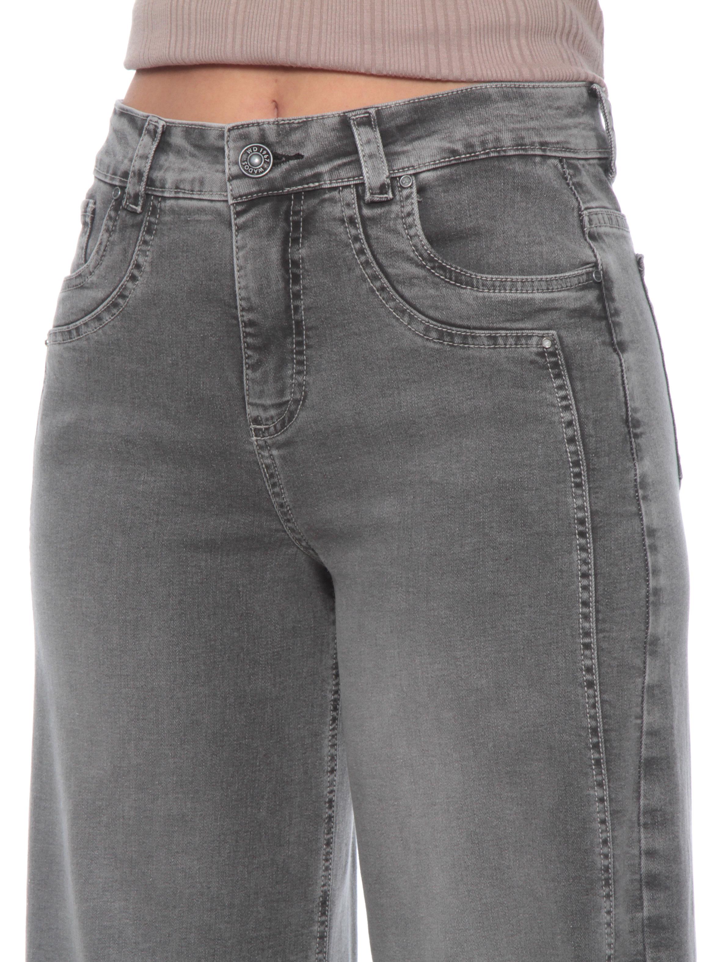 Jeans Estilo Wide Leg Tiro Alto Básico-2
