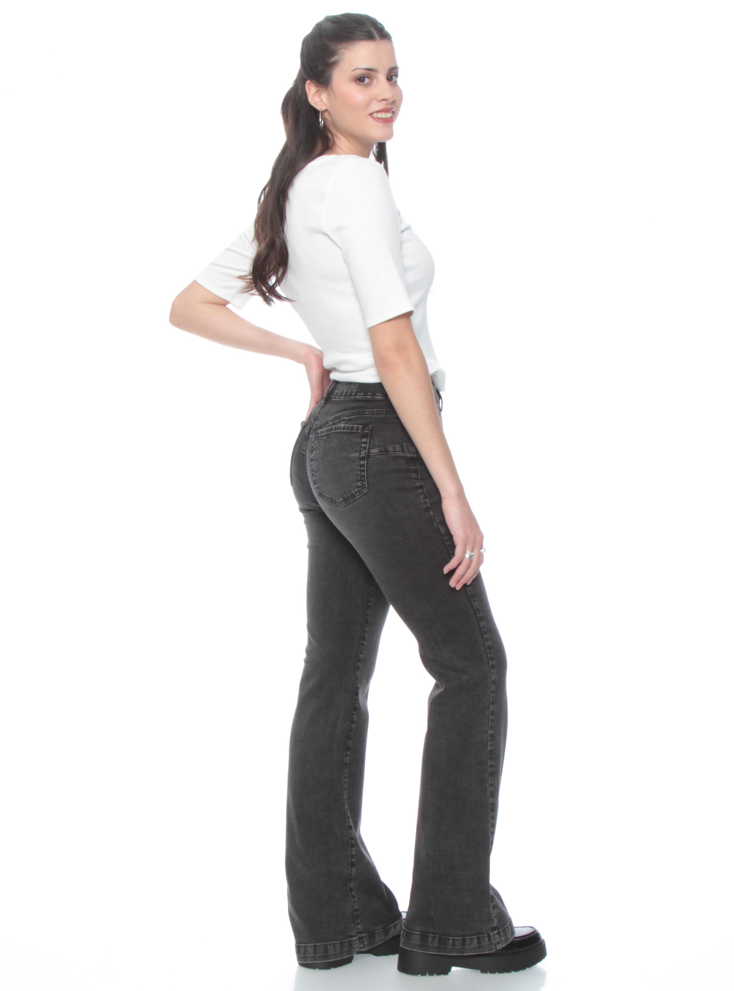 Jeans Diseño Flare Tiro Alto Push Up-4
