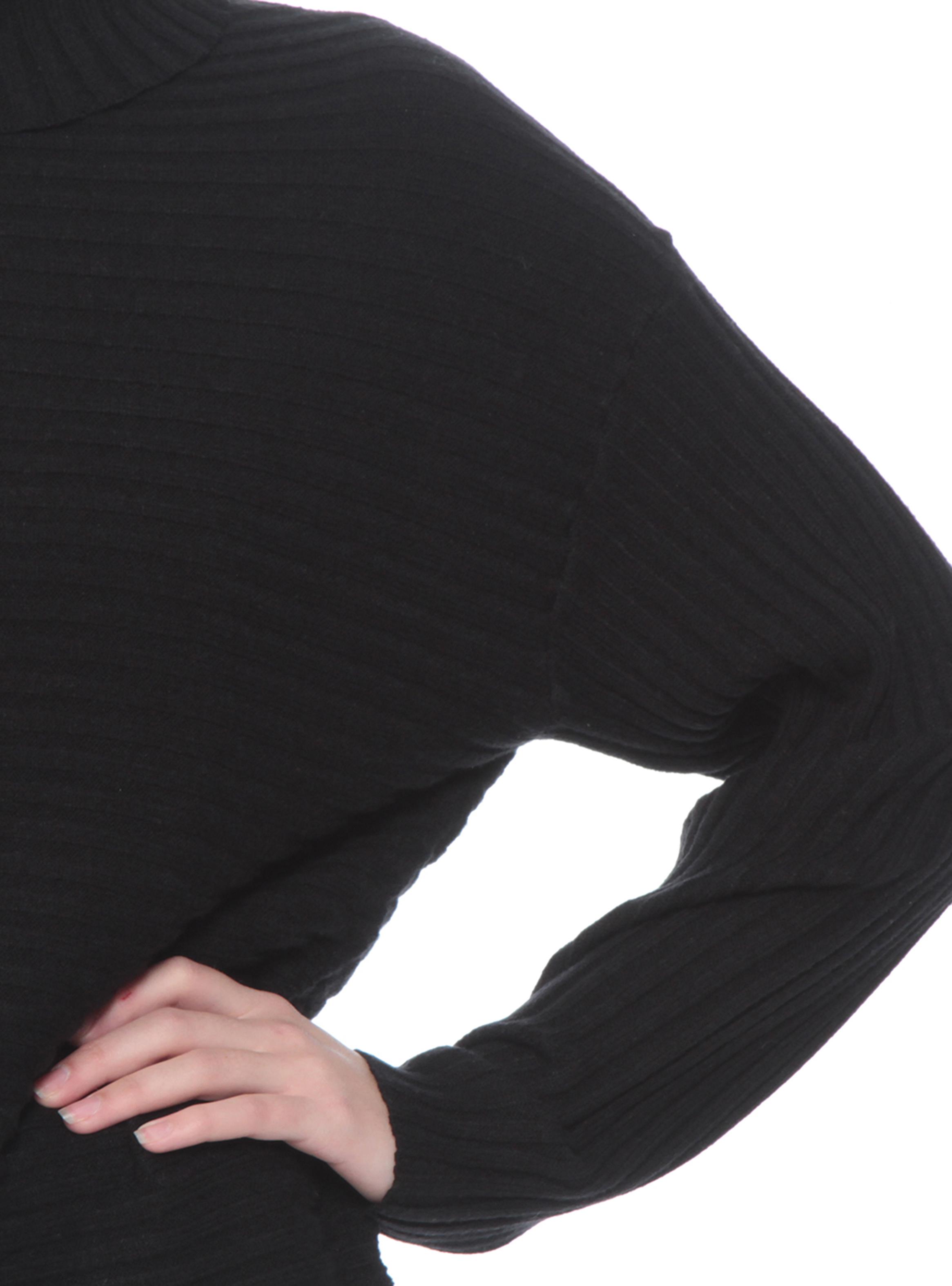 Sweater Manga Sólido con Cuello Alto-2