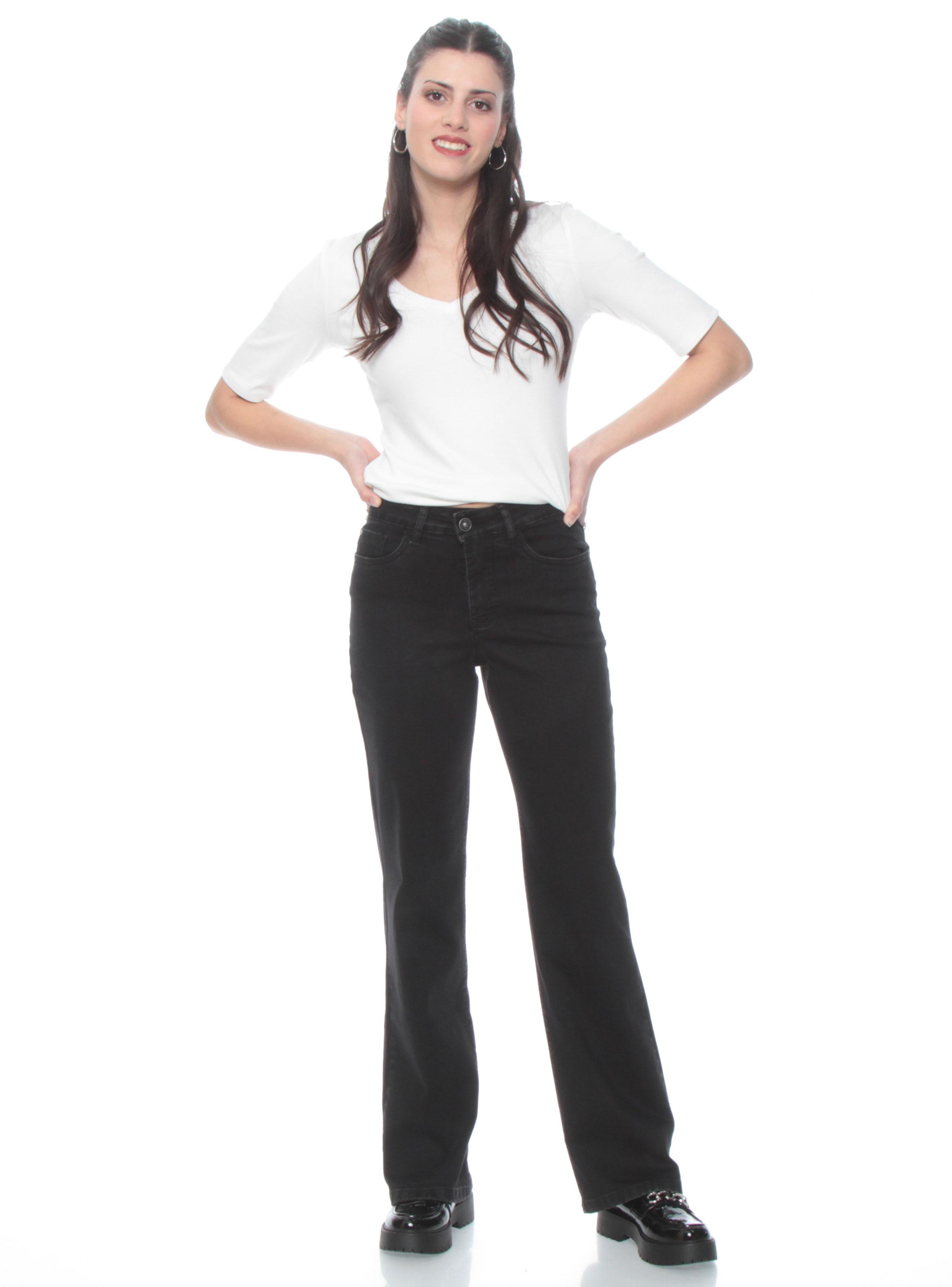 Jeans Recto Diseño Tiro Alto con Pretina Basic-3