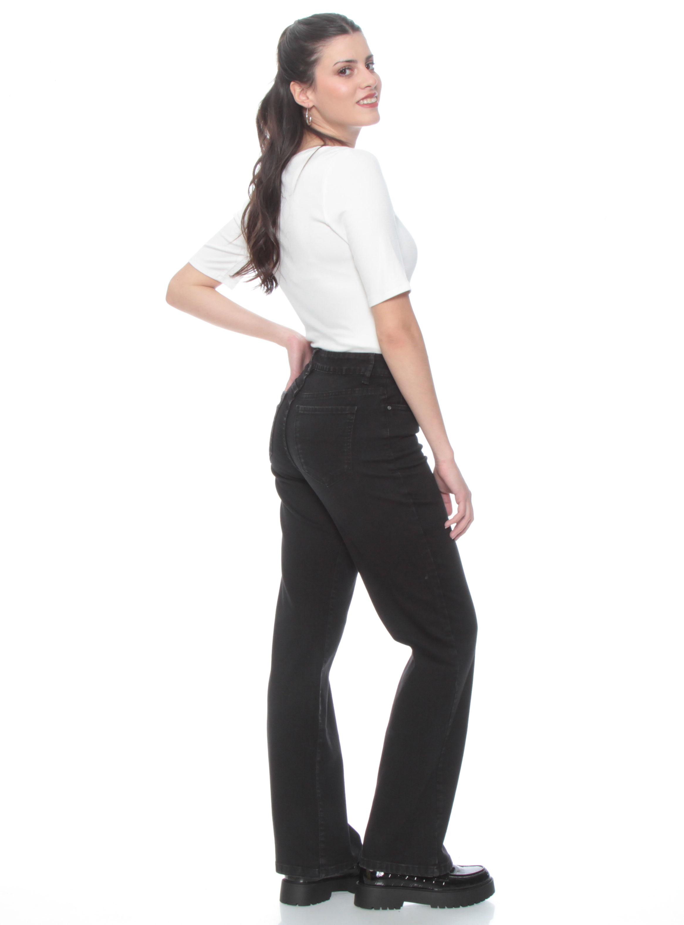 Jeans Recto Diseño Tiro Alto con Pretina Basic-4
