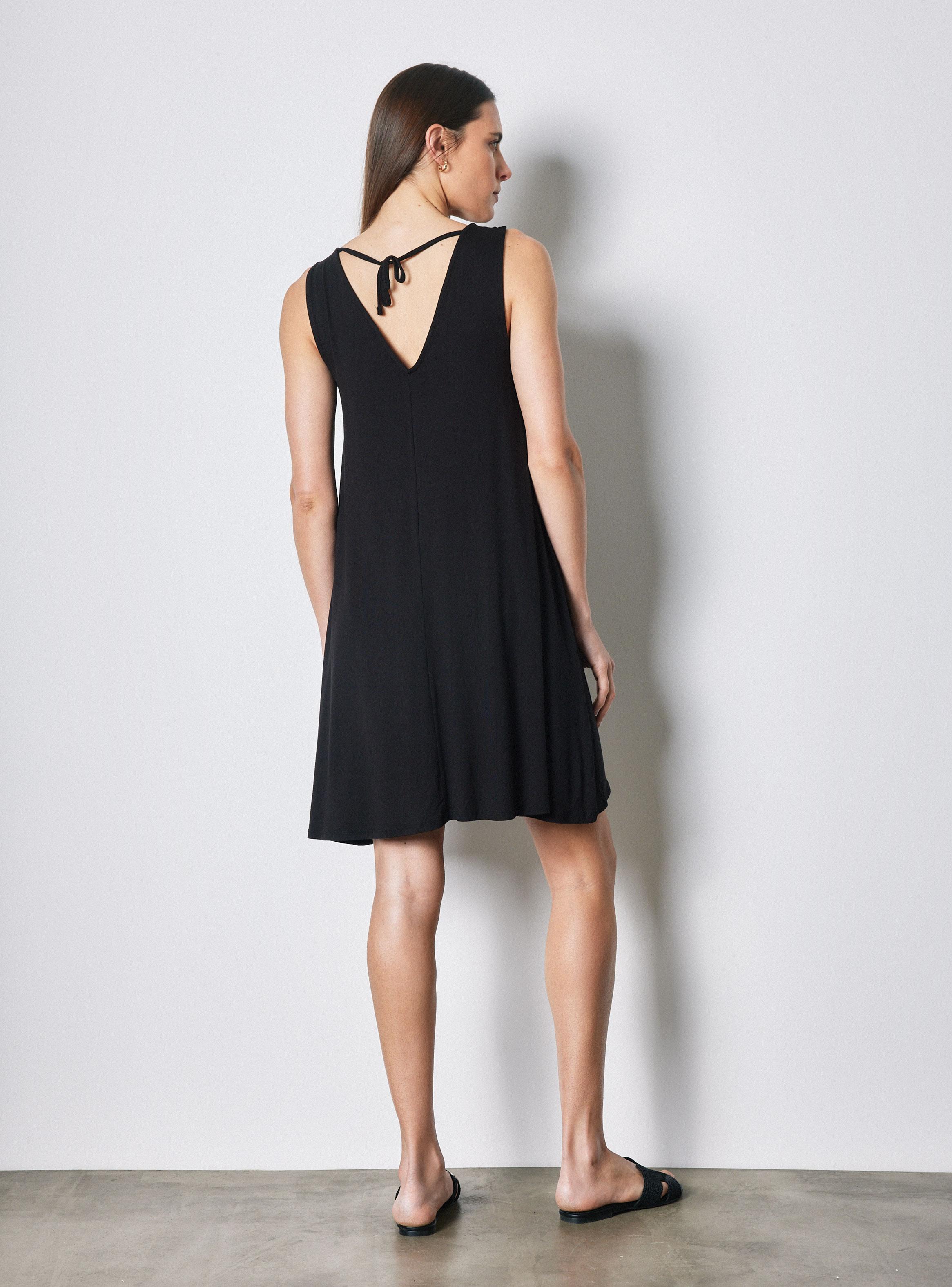 Vestido sin Manga Elasticada Tirante Ancho-5