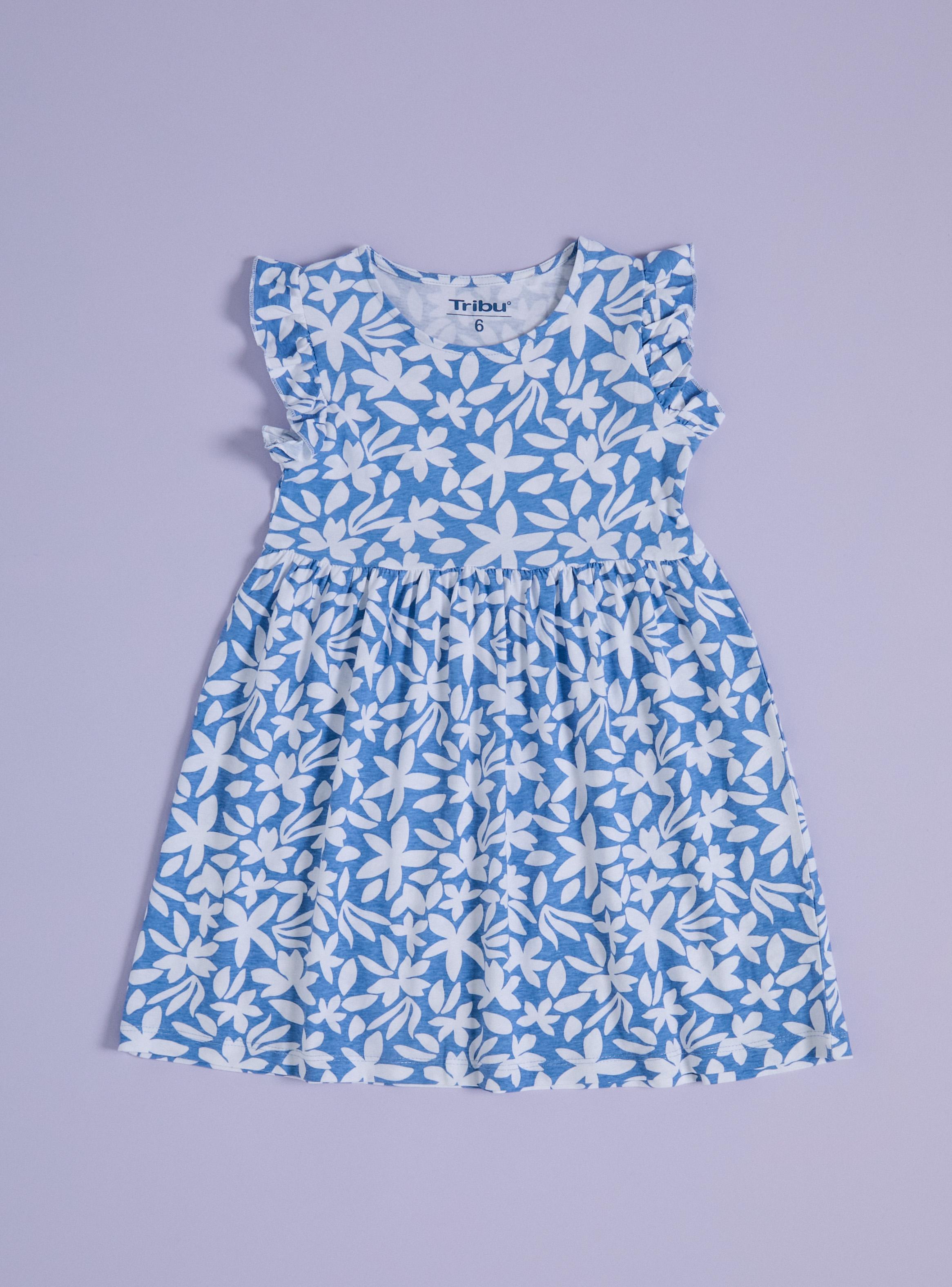 Vestido Estampado con Mangas Vuelos-0