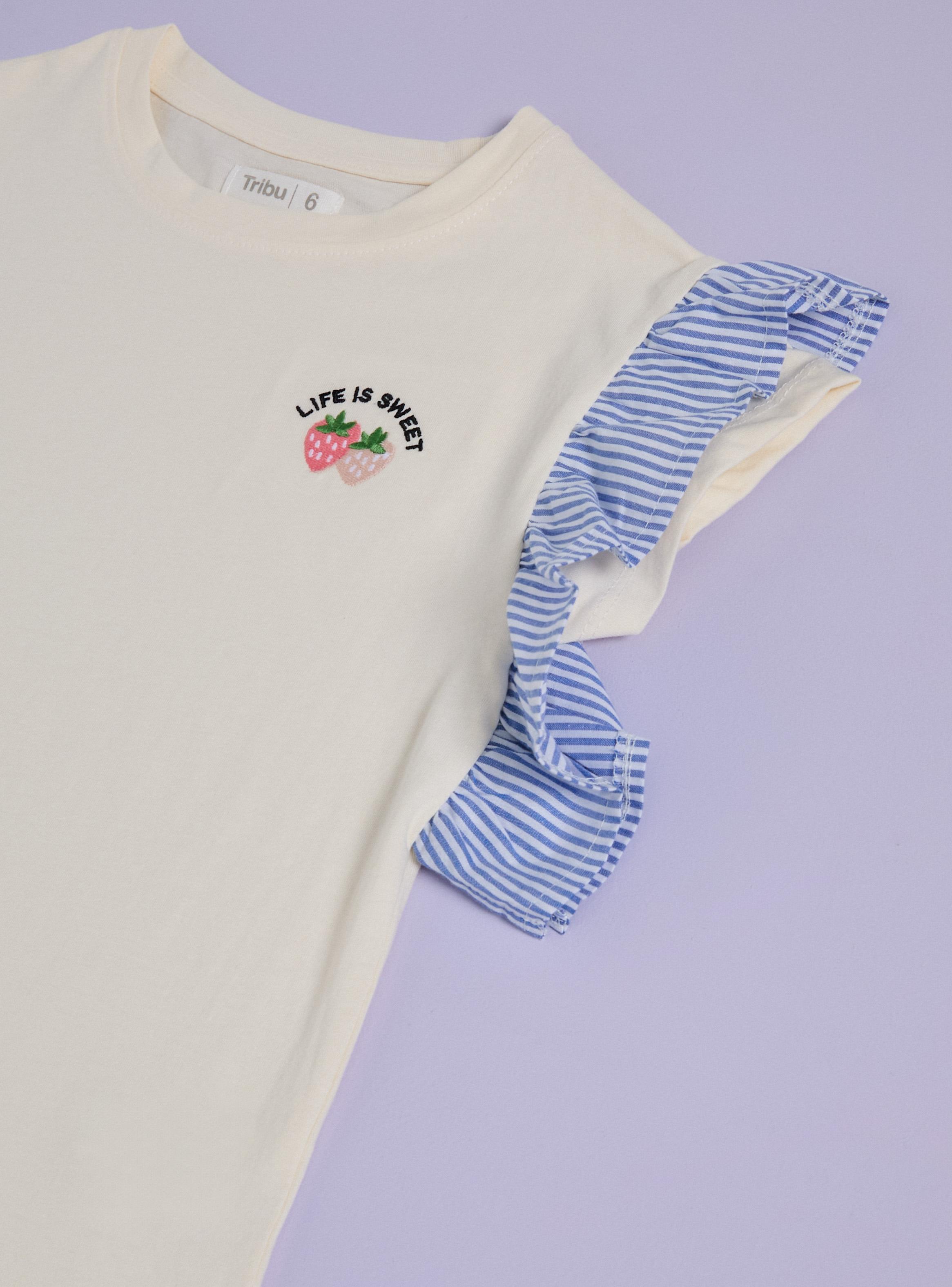 Polera Manga Rayada y Bordado Frutillas-2