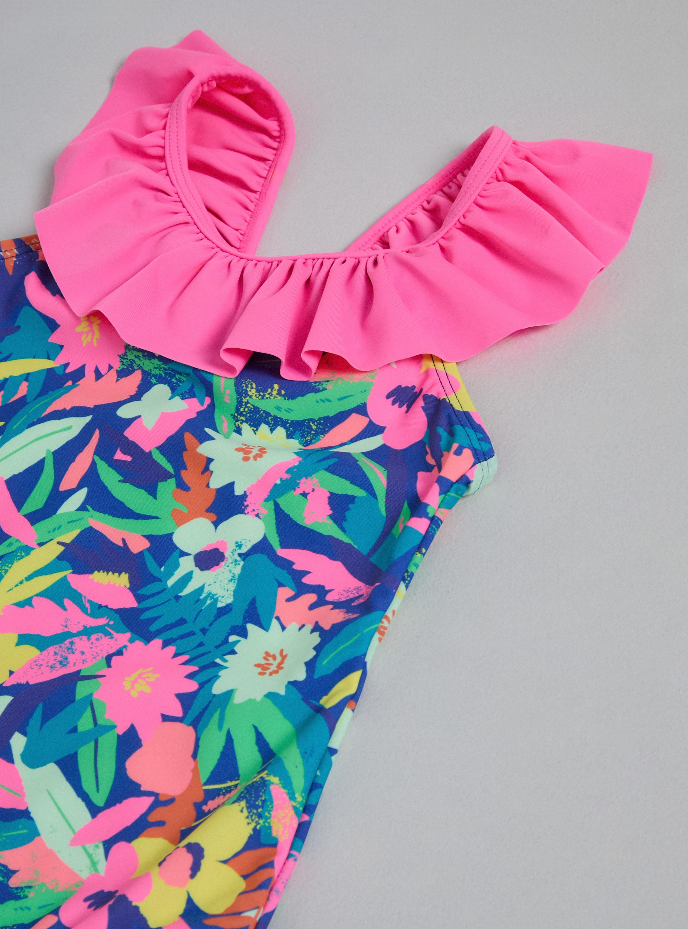 Traje de Baño Estampado con Vuelos en Cuello-4