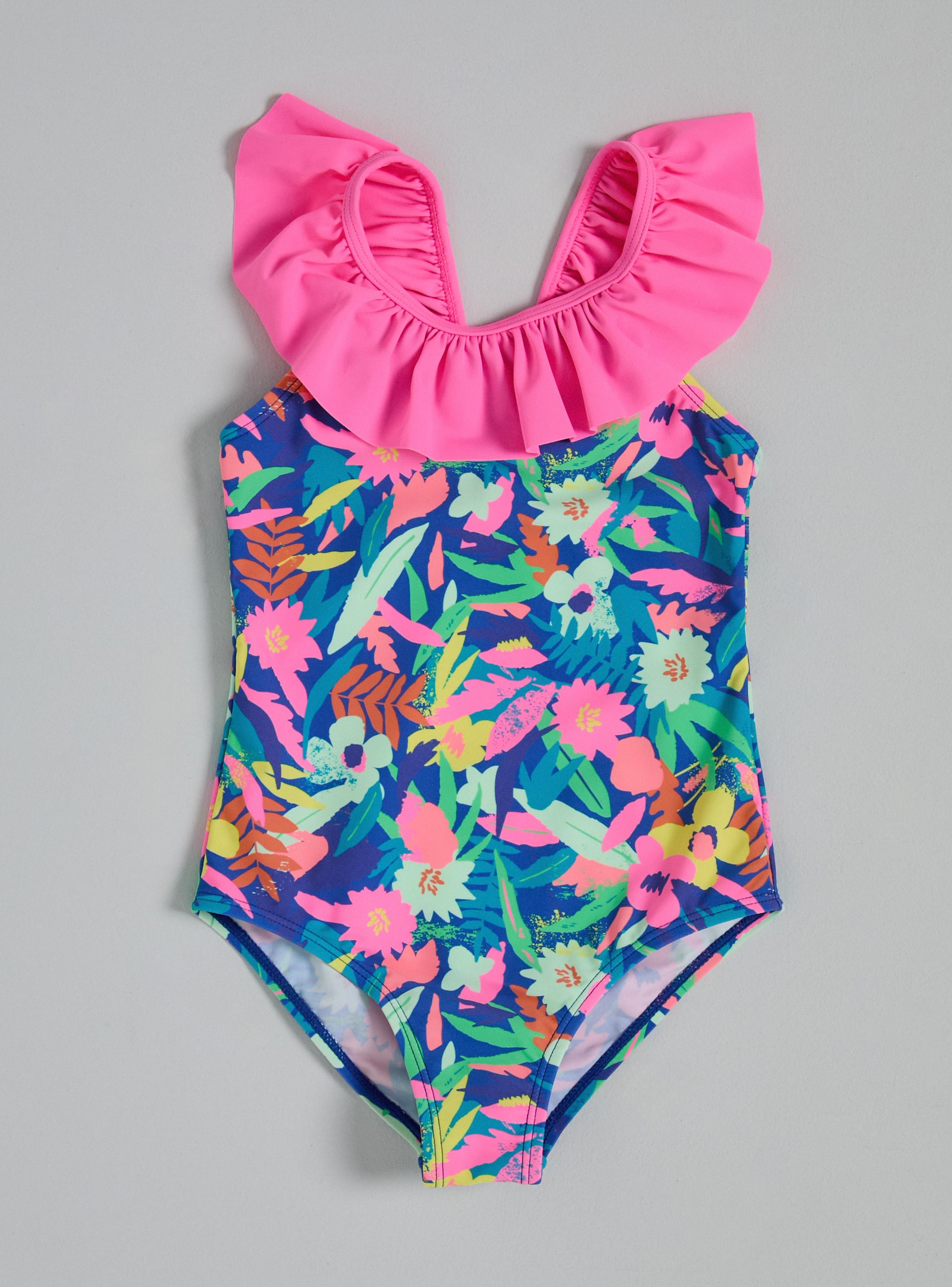 Traje de Baño Estampado con Vuelos en Cuello-2