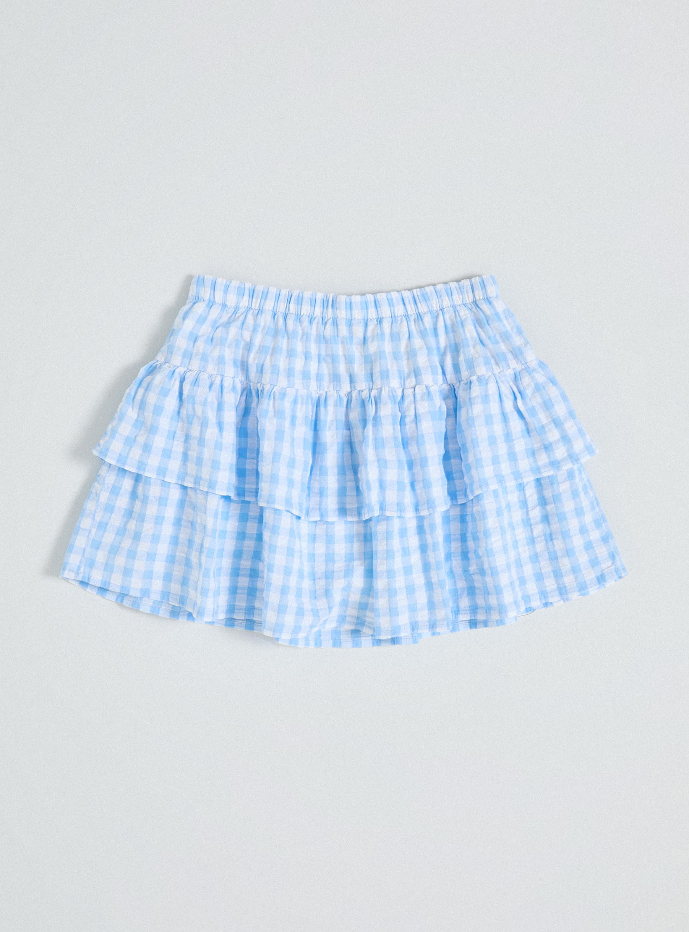 Falda Short con Vuelos Vichy y Textura-0