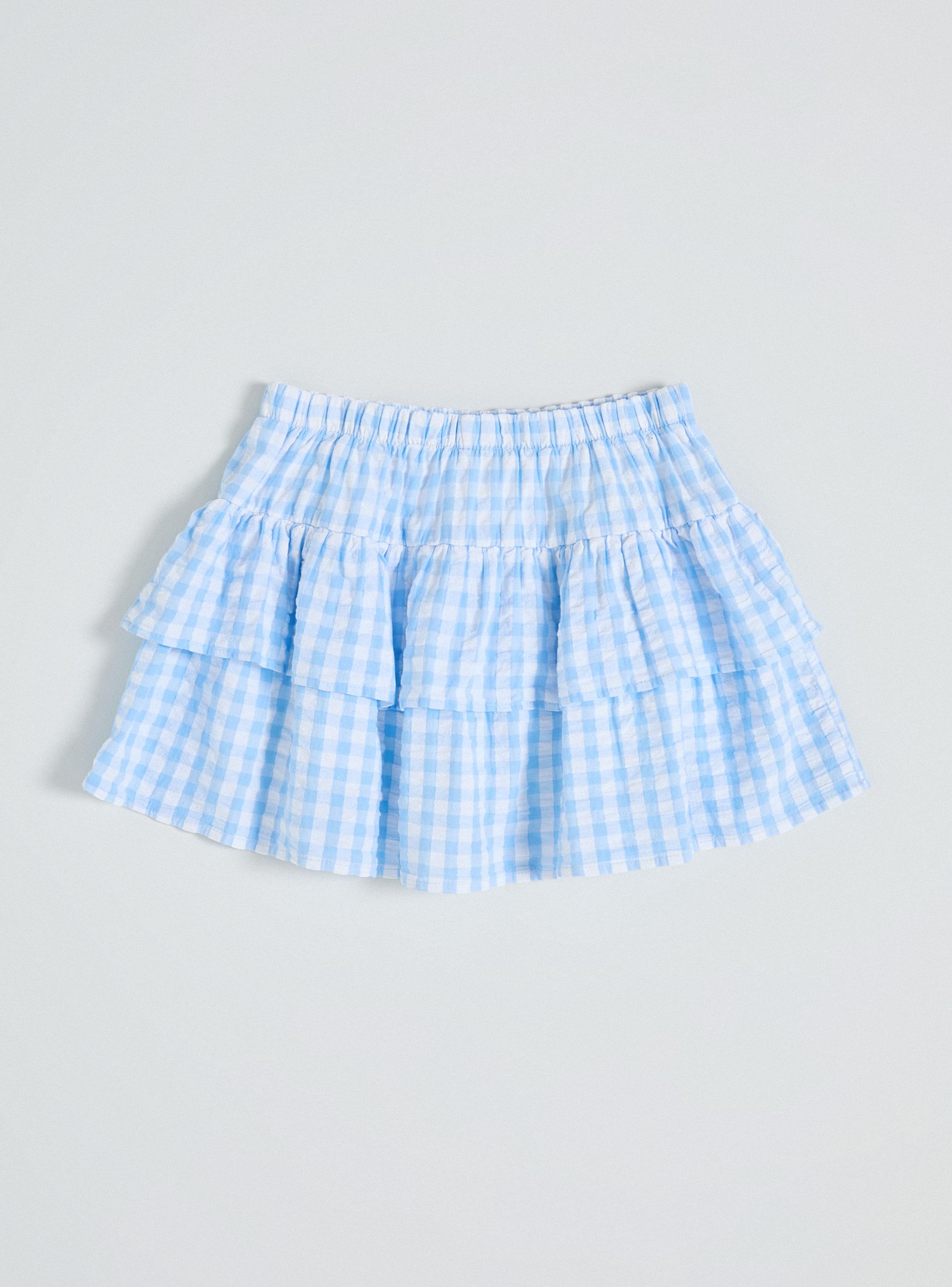 Falda Short con Vuelos Vichy y Textura-1