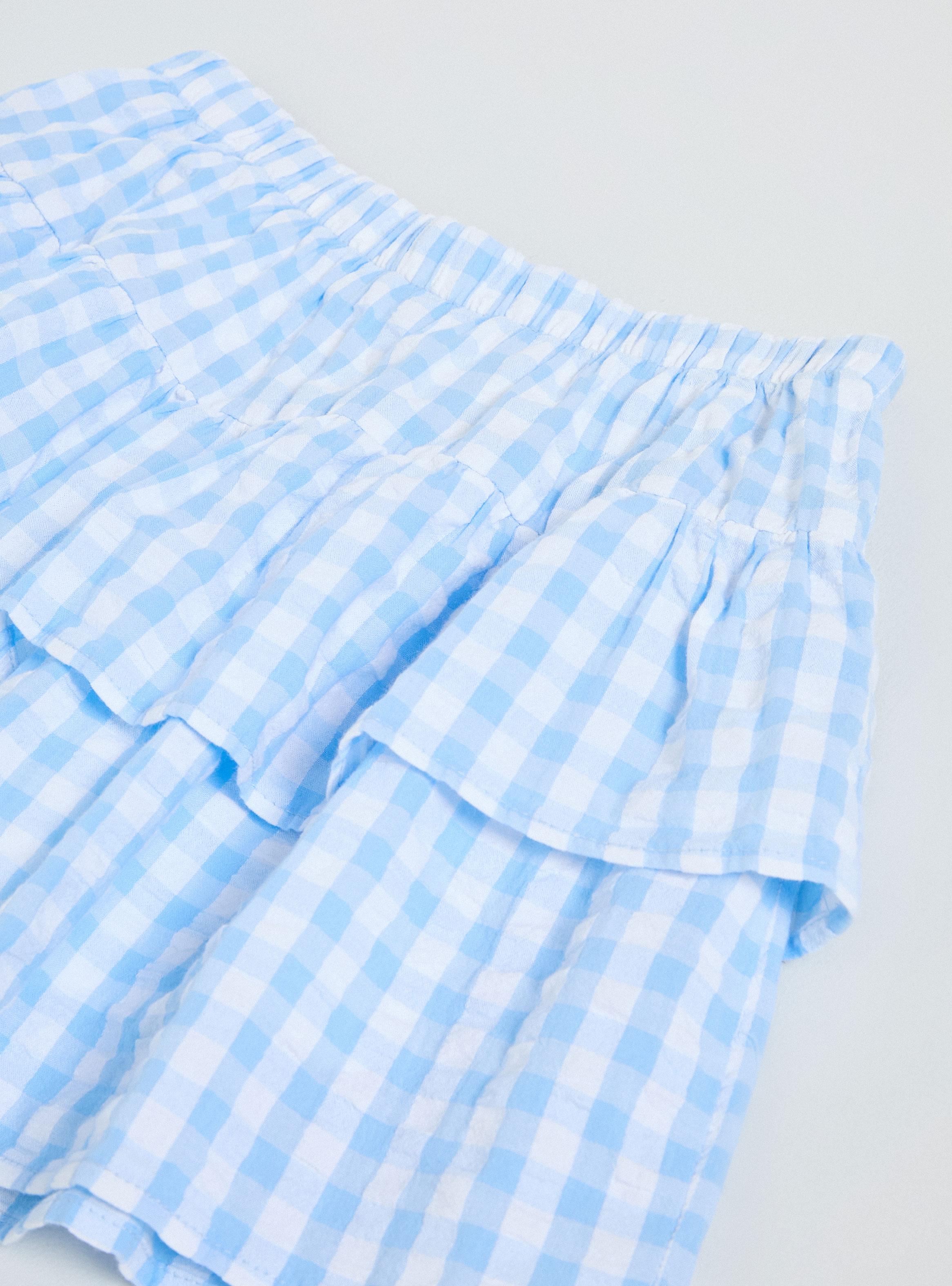 Falda Short con Vuelos Vichy y Textura-2