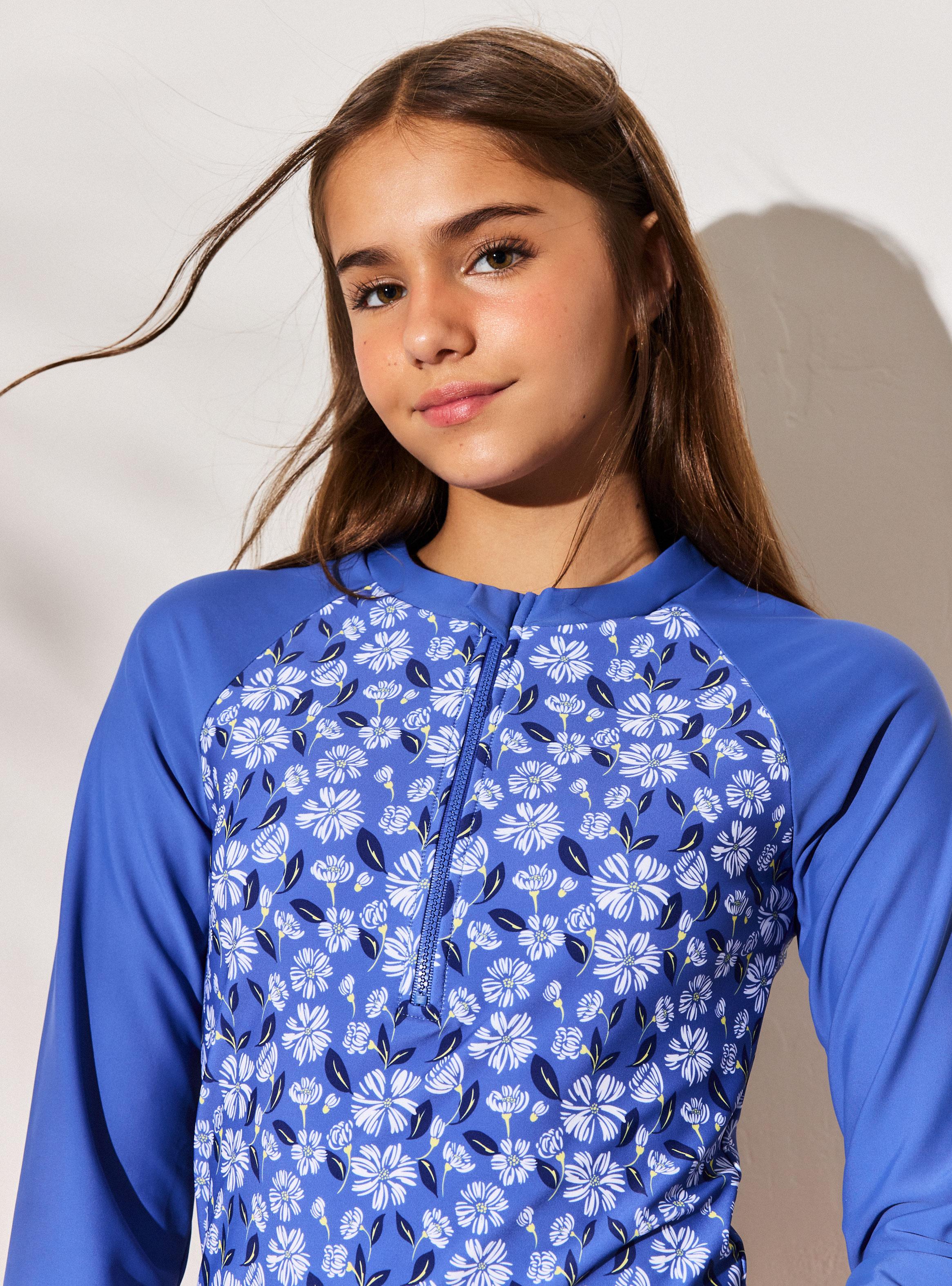 Traje de Baño Manga Larga Estampado Block Color-4