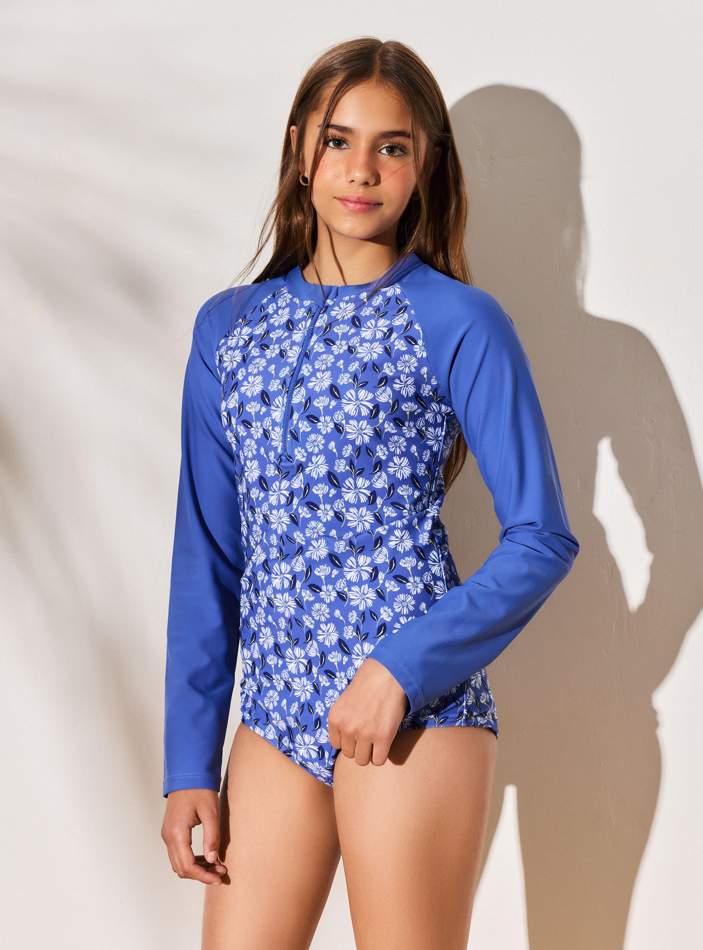 Traje de Baño Manga Larga Estampado Block Color-3