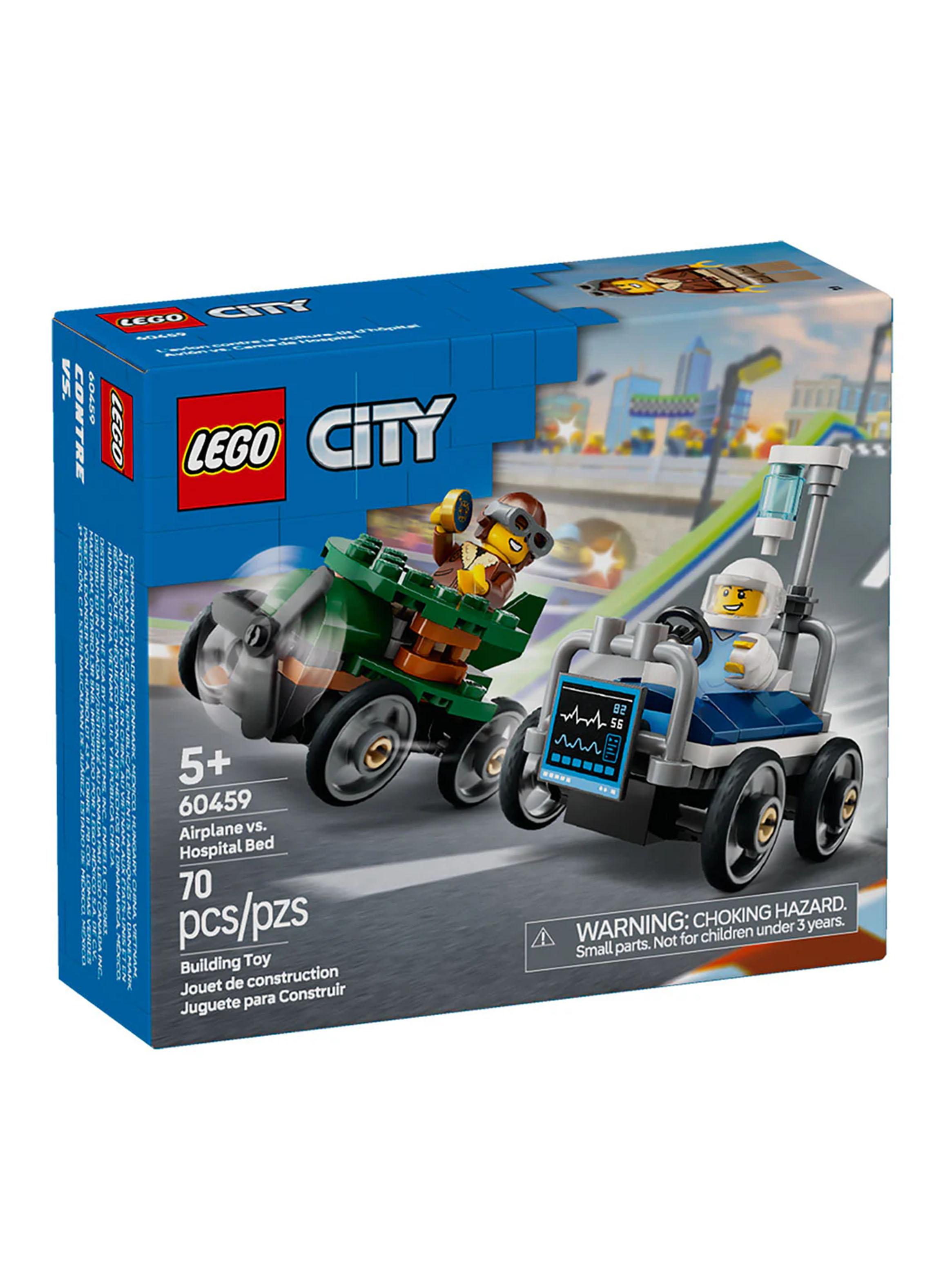 Lego Pack de Coches de Carreras Avión vs Cama Hospital City-0