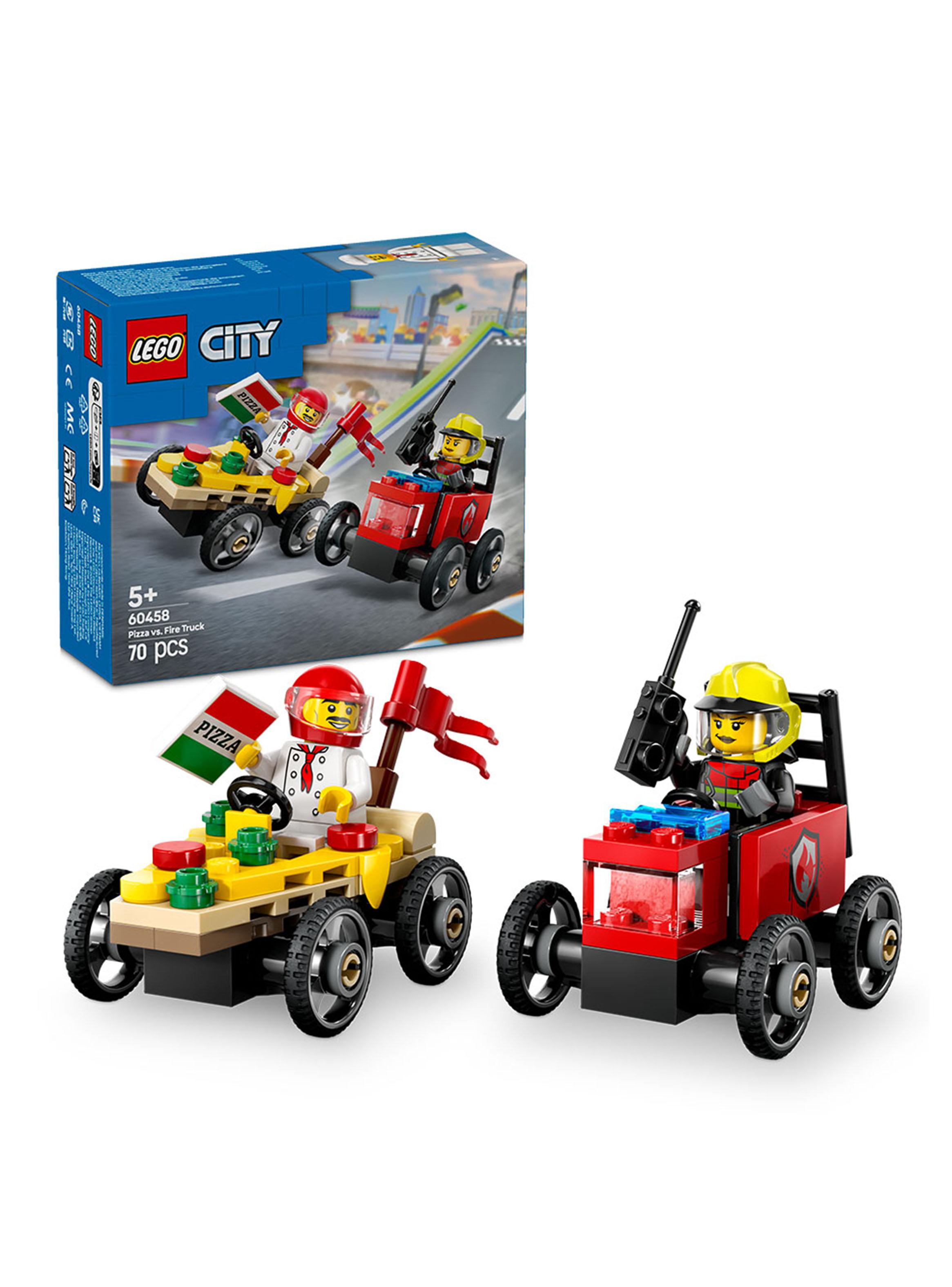 Lego Pack de Autos de Carreras Pizza vs Camión de Bomberos-2