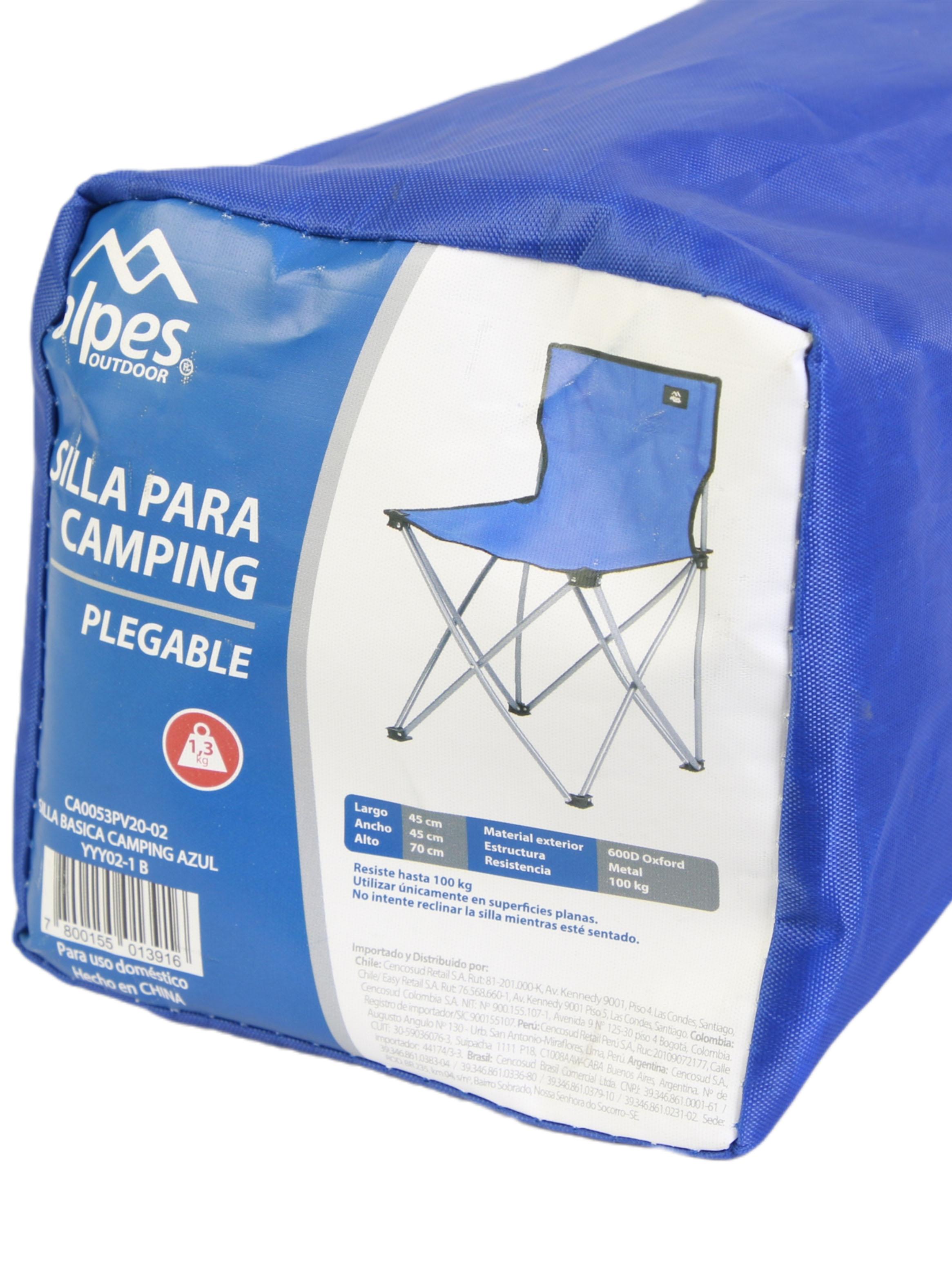 Silla de Camping Básica Azul-5